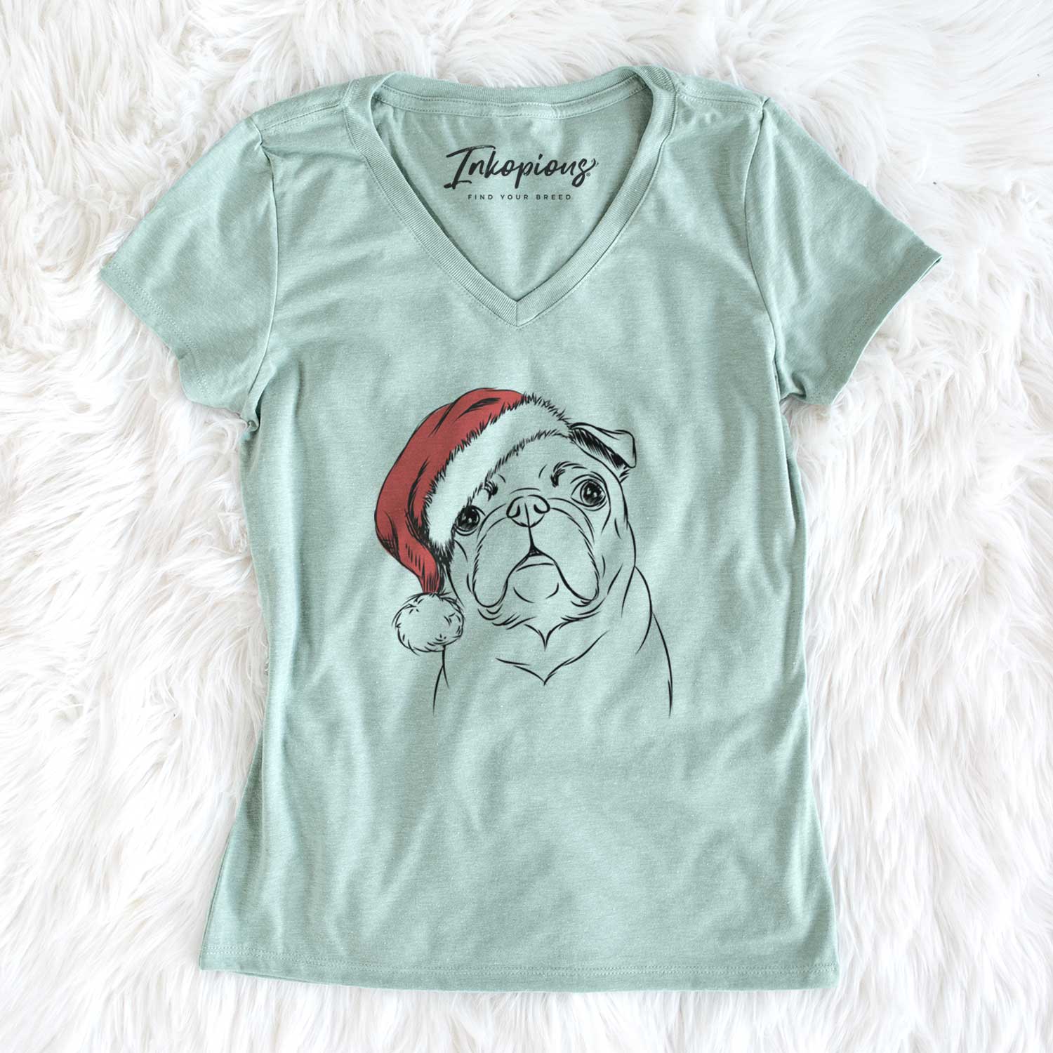 Santa Darling Chloe the Pug - Women's V-neck Shirt