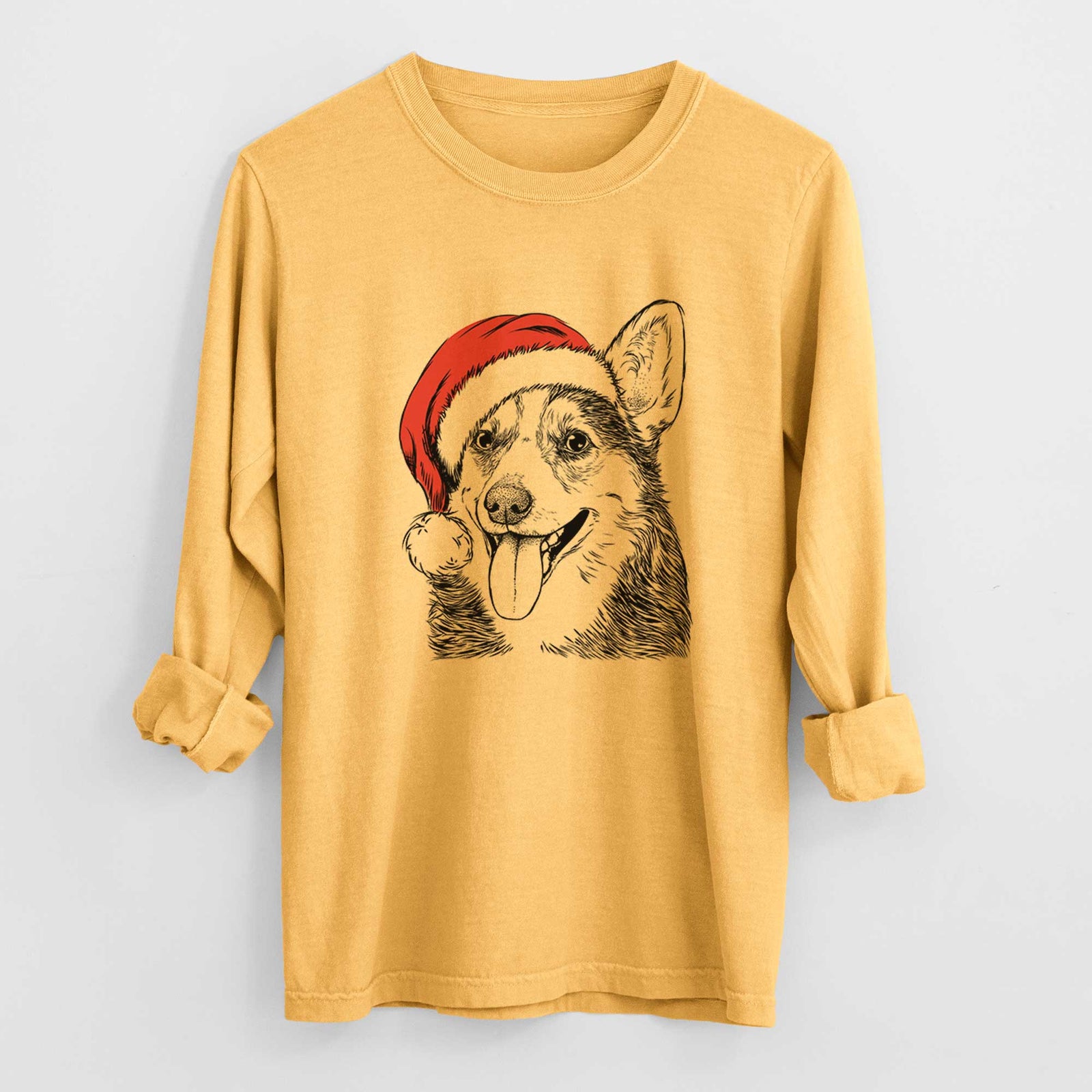 Santa Darma the Corgi - Heavyweight 100% Cotton Long Sleeve