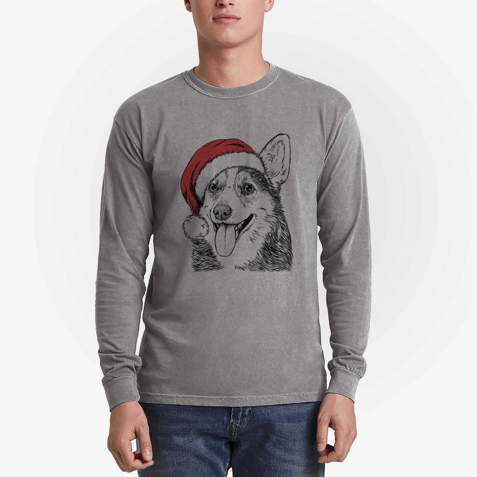 Santa Darma the Corgi - Heavyweight 100% Cotton Long Sleeve