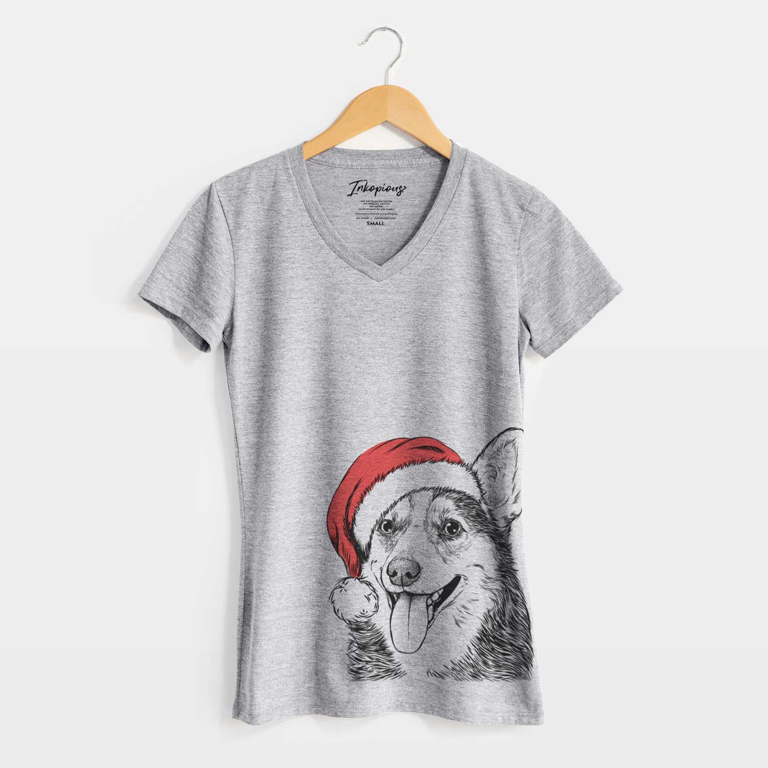 Santa Darma the Corgi - Women's V-neck Shirt