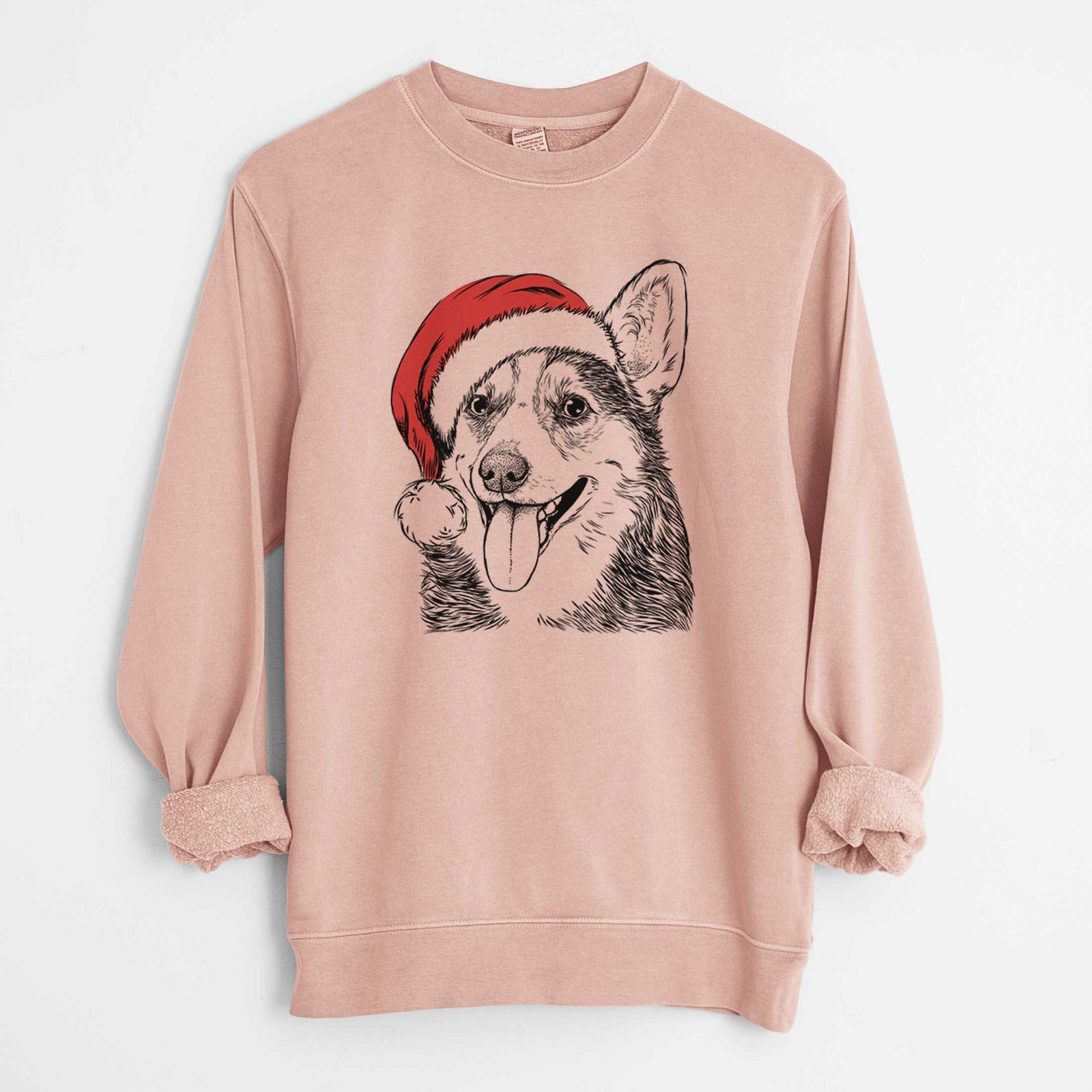 Santa Darma the Corgi - Unisex Pigment Dyed Crew Sweatshirt