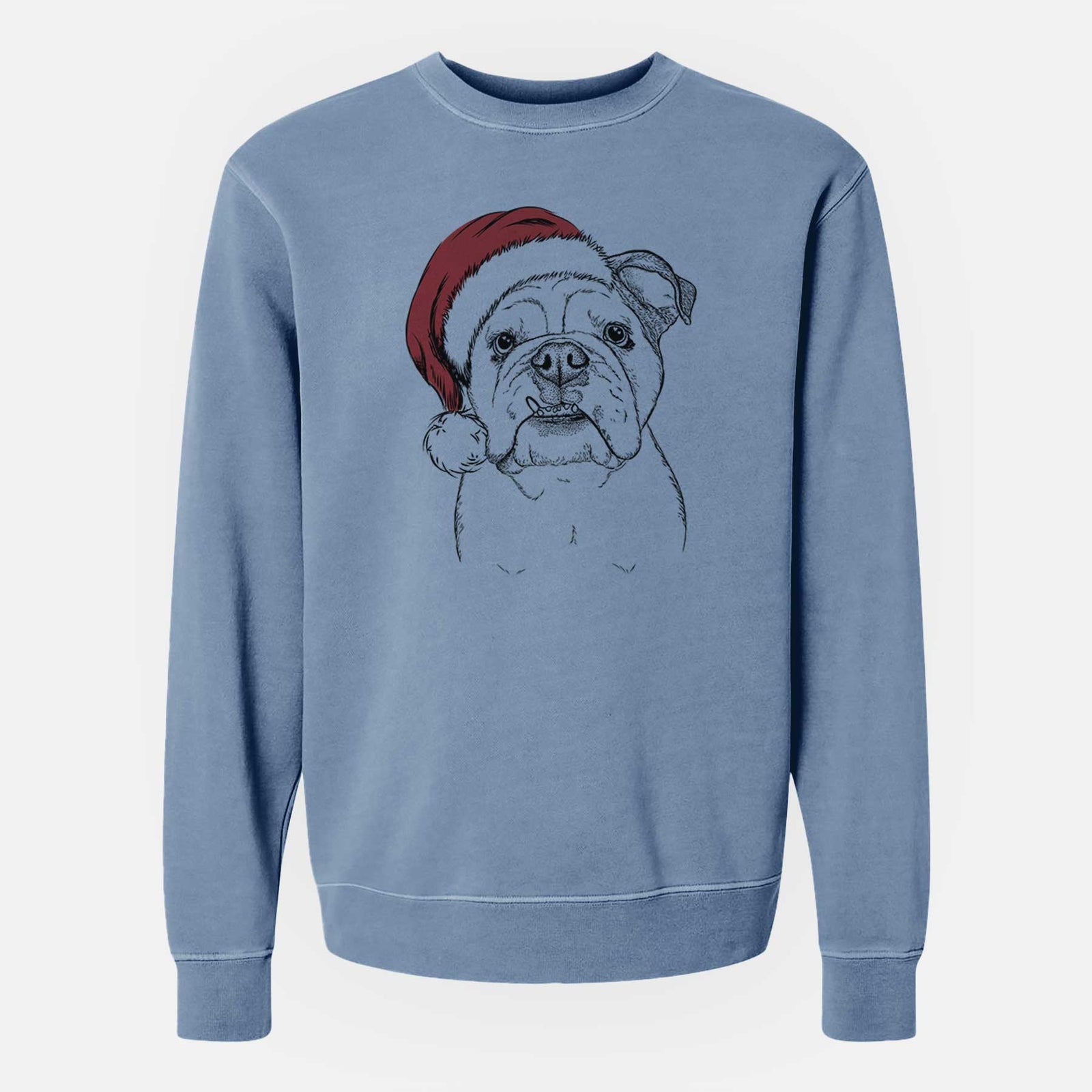 Santa Dazy the English Bulldog - Unisex Pigment Dyed Crew Sweatshirt
