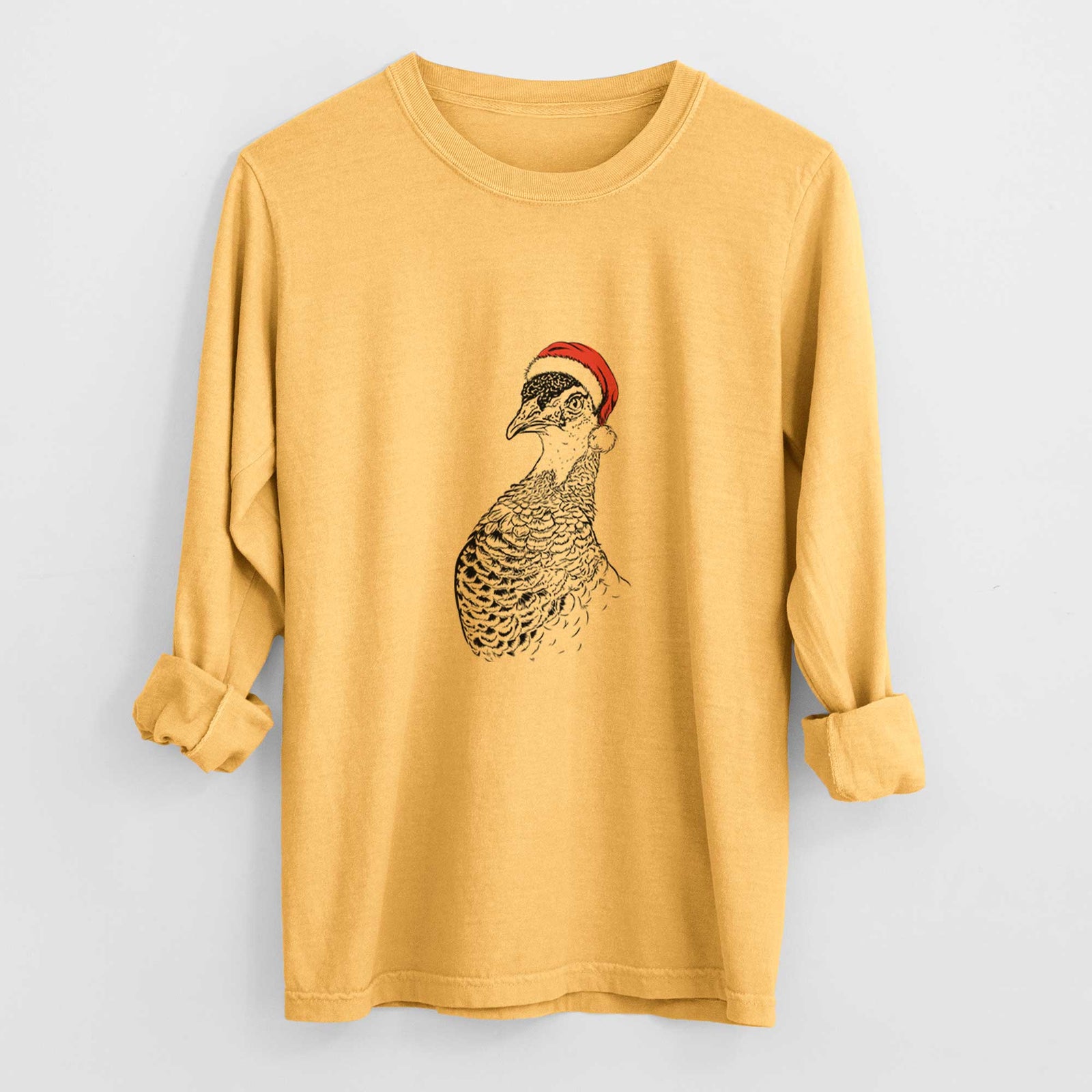Santa Dee the Peahen - Heavyweight 100% Cotton Long Sleeve