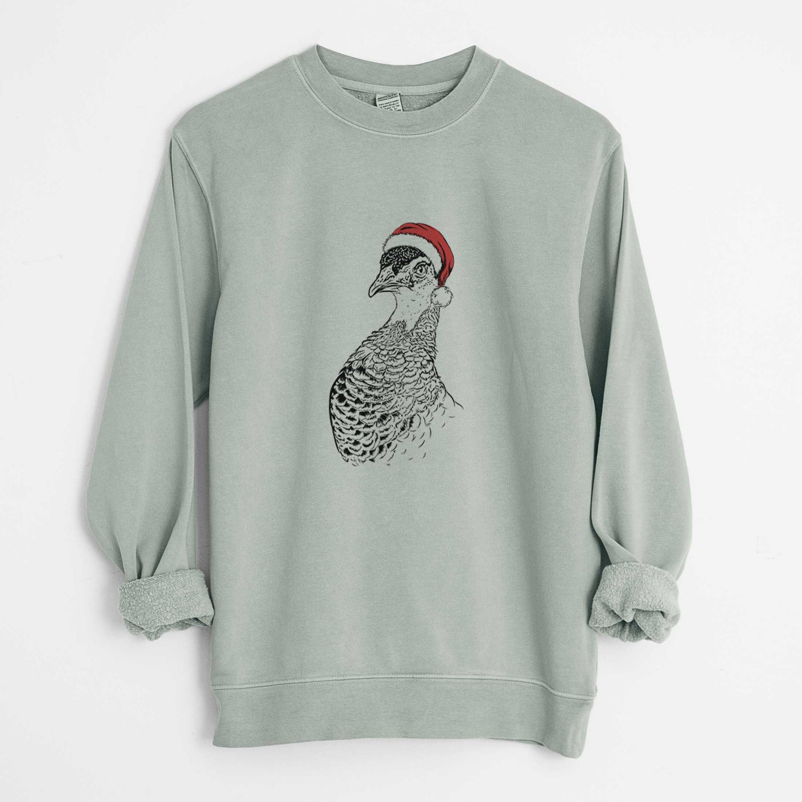 Santa Dee the Peahen - Unisex Pigment Dyed Crew Sweatshirt