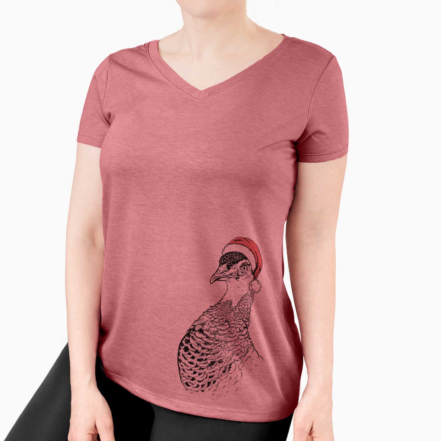 Santa Dee the Peahen - Women's V-neck Shirt
