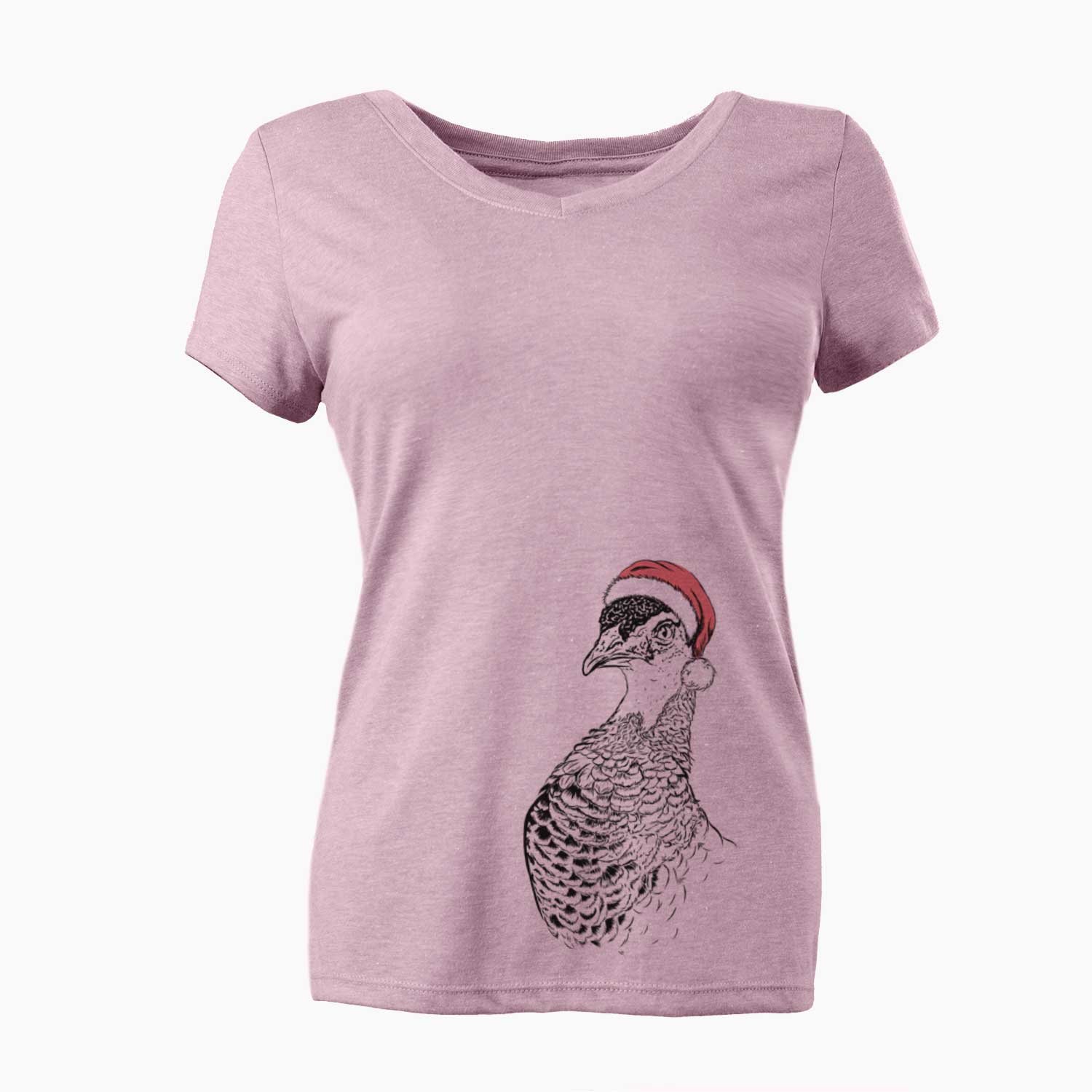 Santa Dee the Peahen - Women's V-neck Shirt