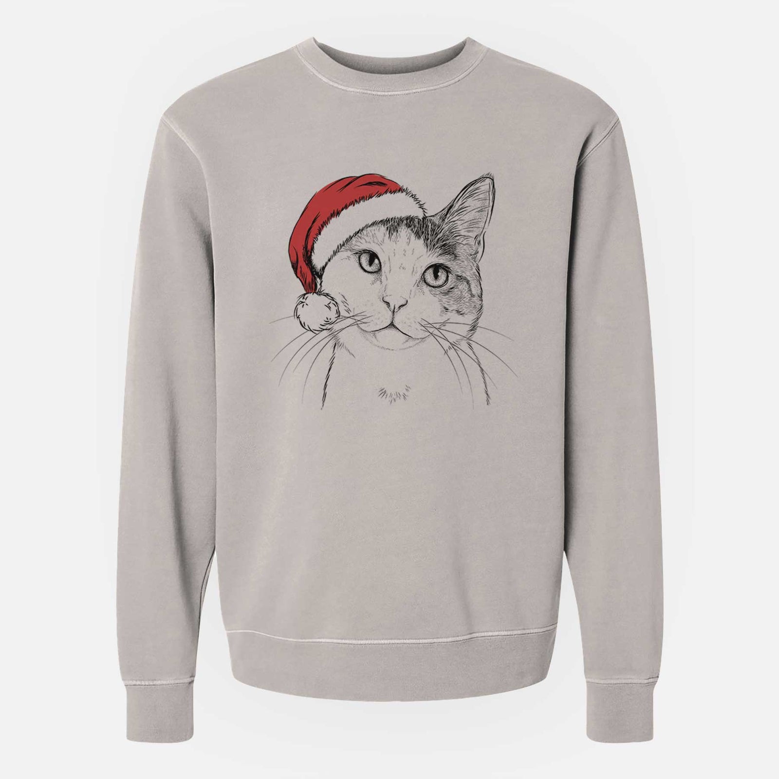 Santa Denver the Calico Cat - Unisex Pigment Dyed Crew Sweatshirt