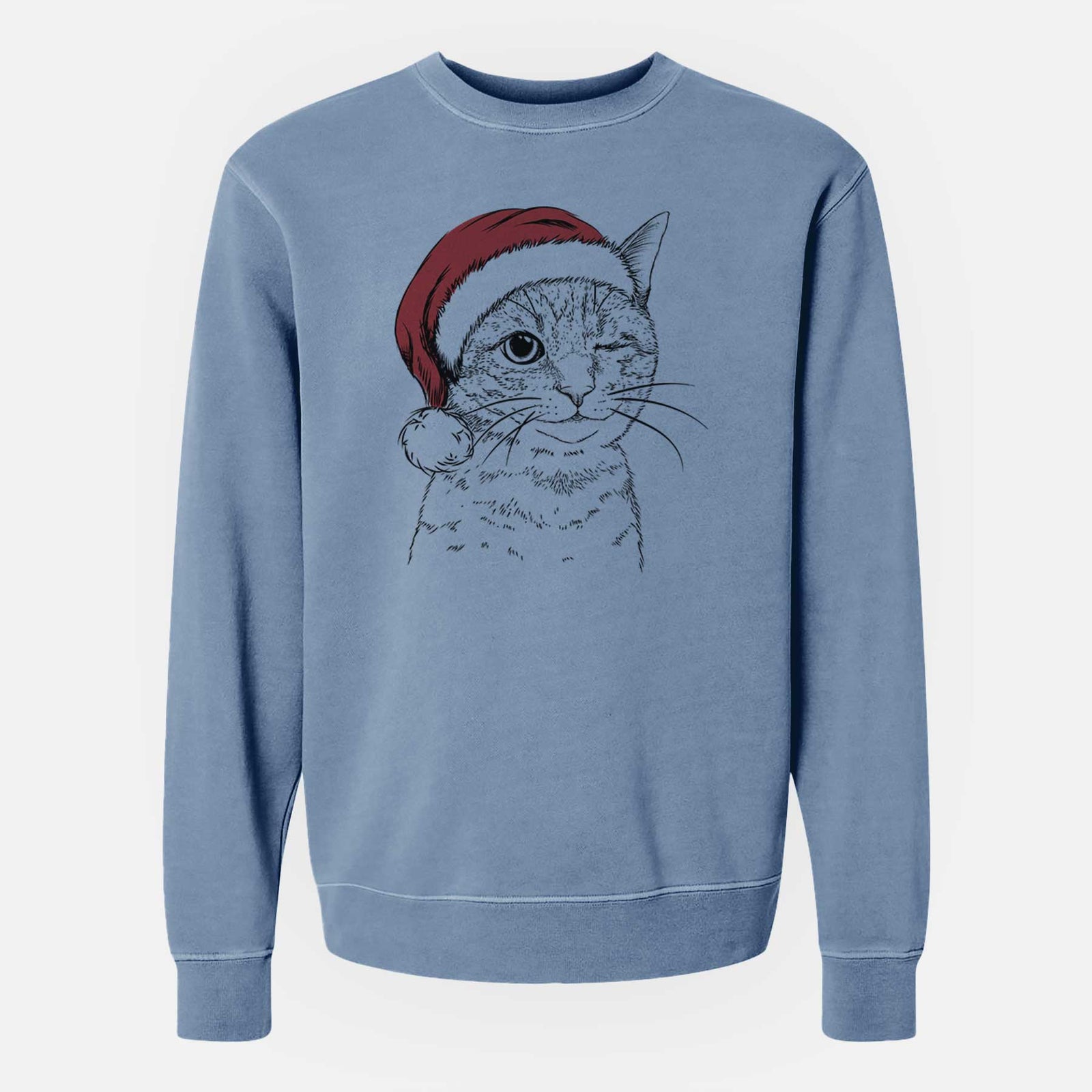 Santa Dexter the Domestic Shorthair - Unisex Pigment Dyed Crew Sweatshirt
