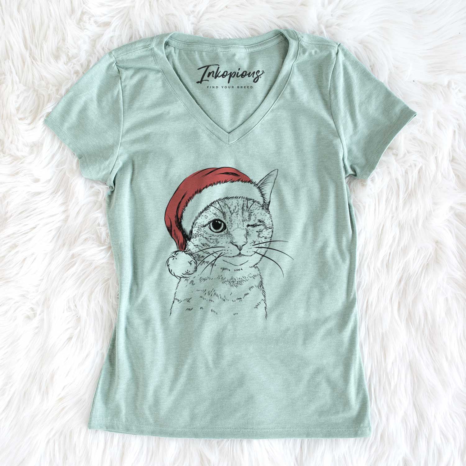 Santa Dexter the Domestic Shorthair - Women's V-neck Shirt