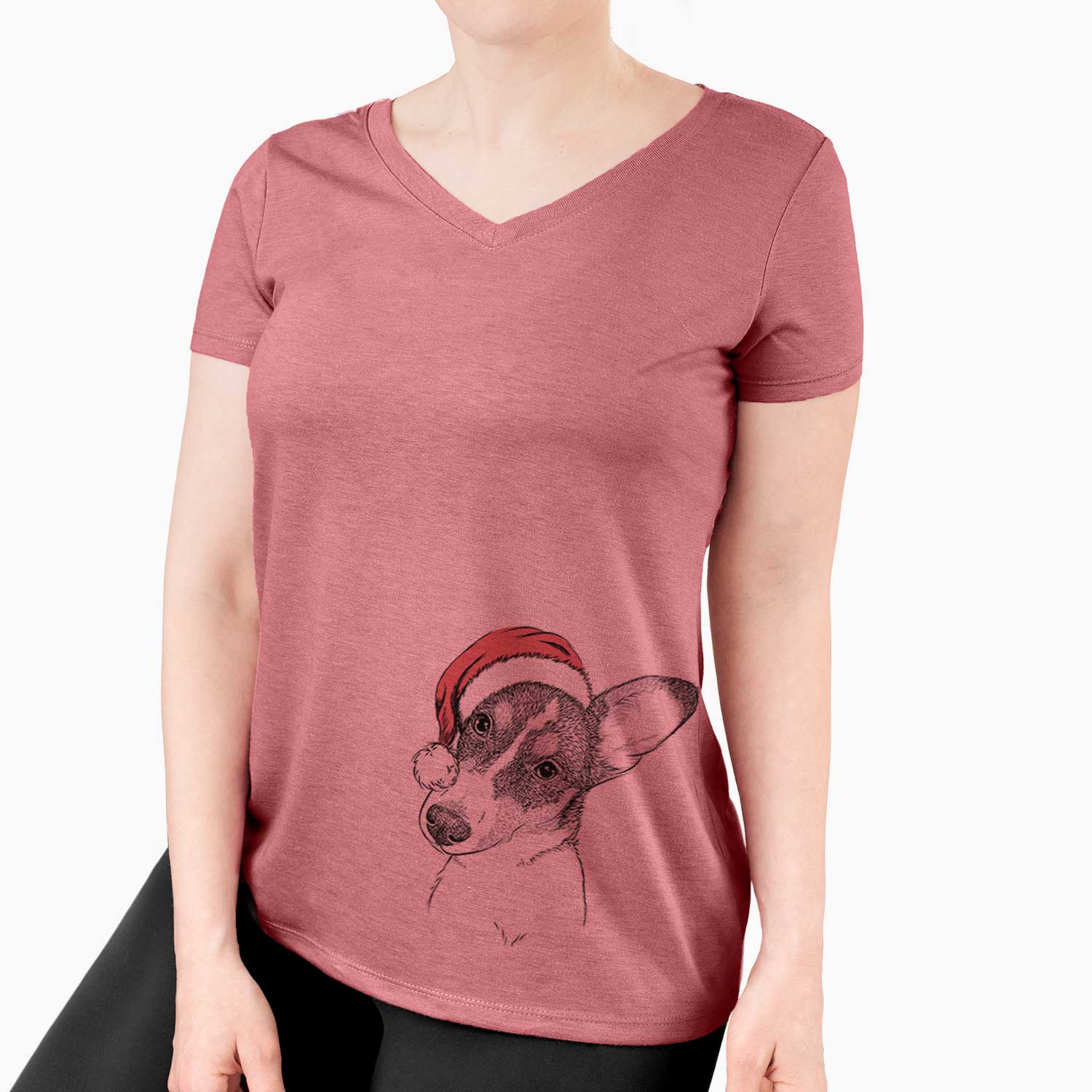 Santa Dexter the Corgi - Women's V-neck Shirt