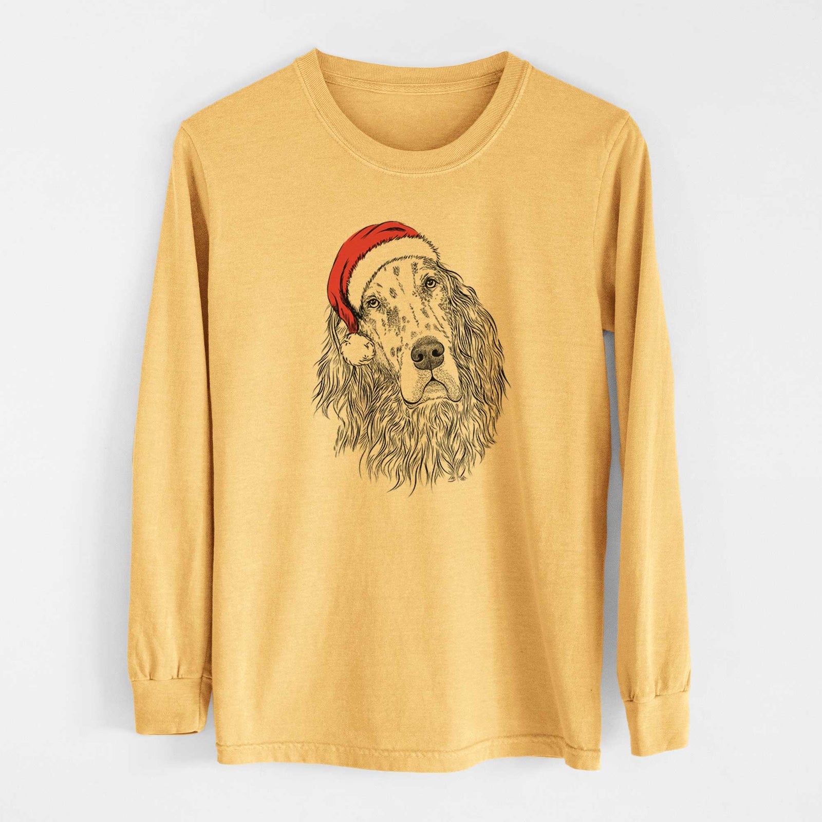 Santa Dexter the English Setter - Heavyweight 100% Cotton Long Sleeve