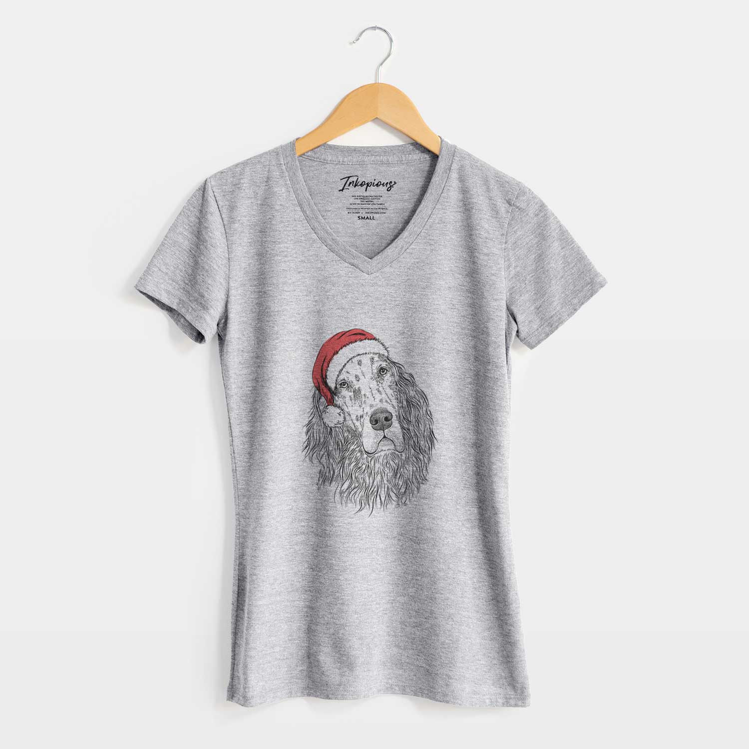 Santa Dexter the English Setter - Women's V-neck Shirt