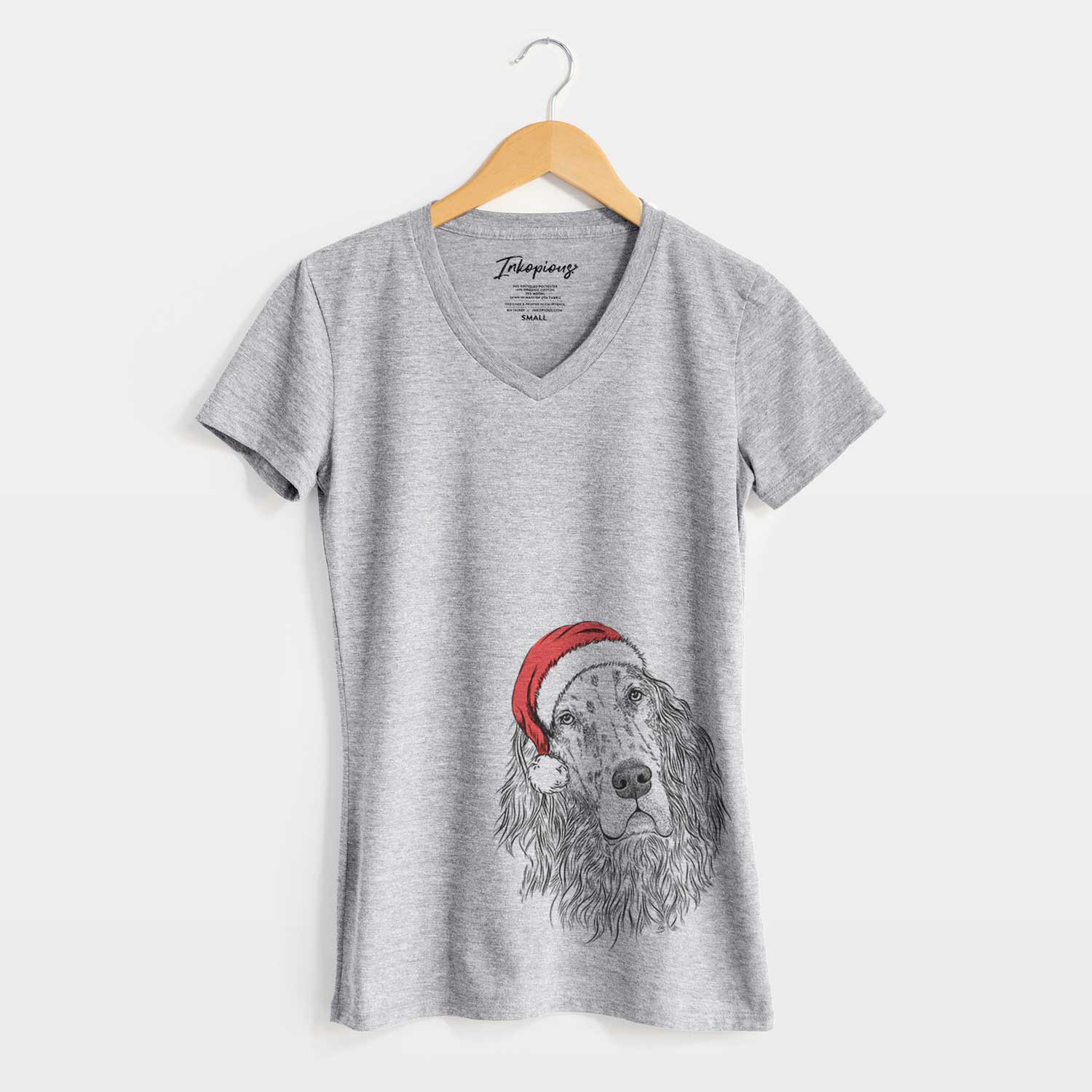 Santa Dexter the English Setter - Women's V-neck Shirt
