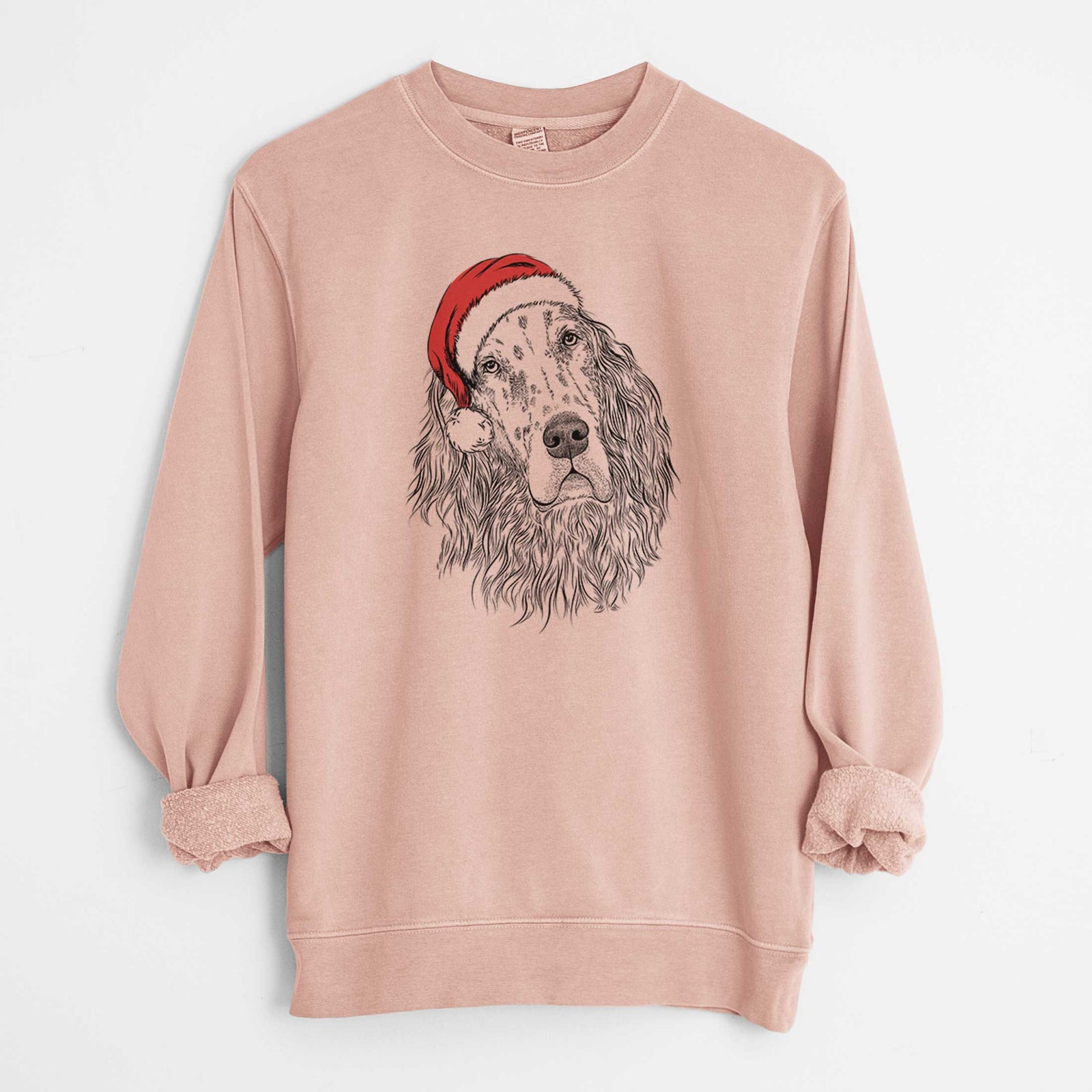 Santa Dexter the English Setter - Unisex Pigment Dyed Crew Sweatshirt