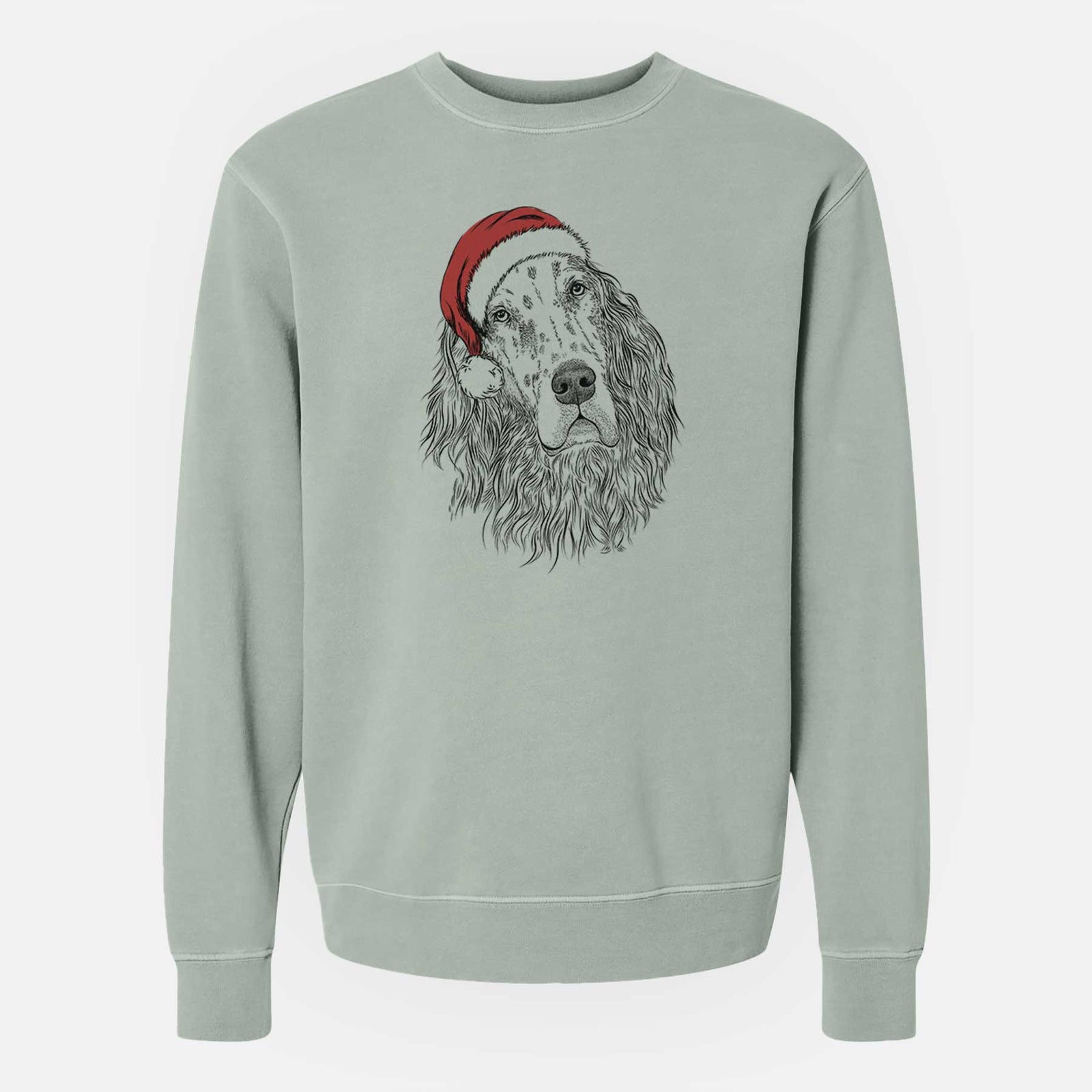 Santa Dexter the English Setter - Unisex Pigment Dyed Crew Sweatshirt