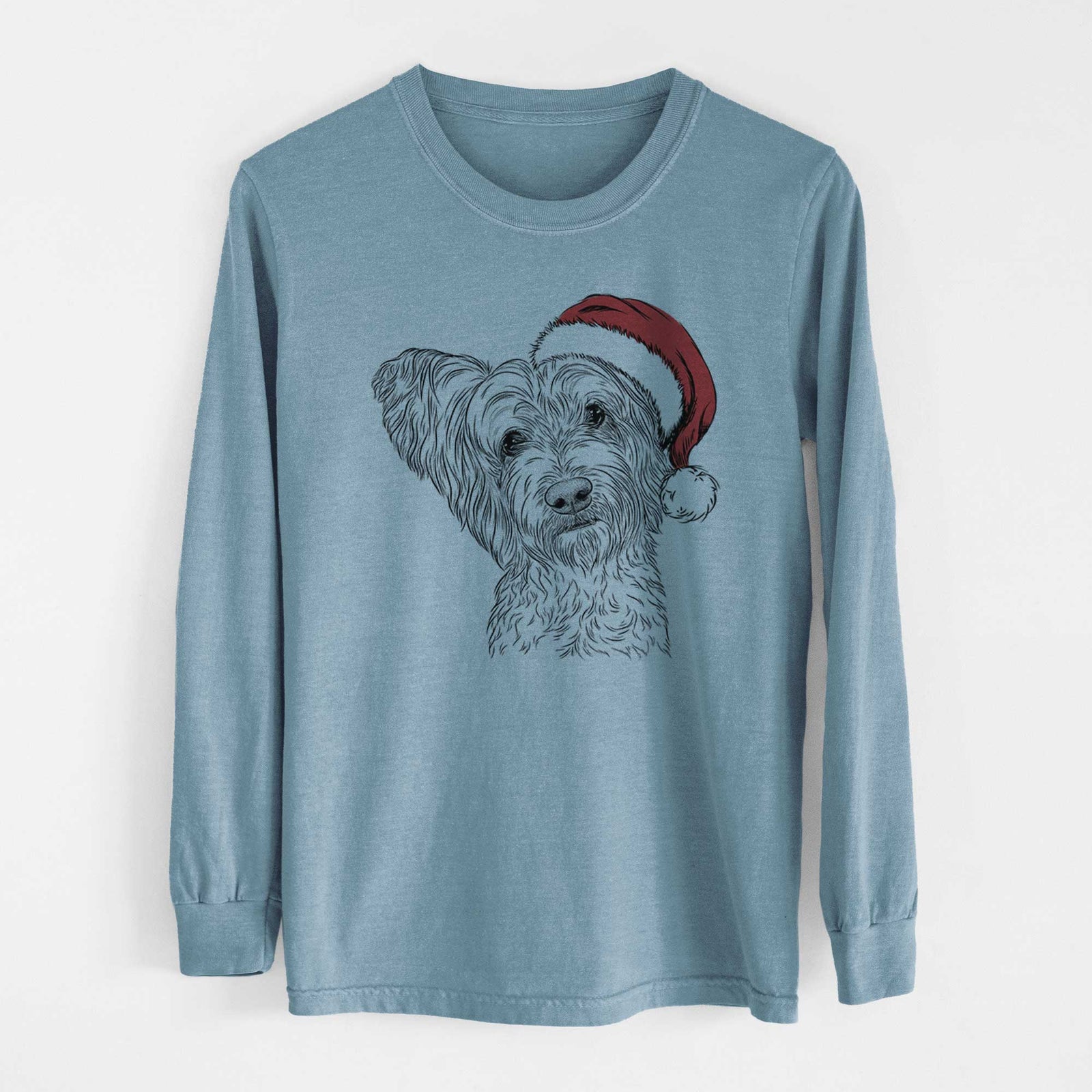 Santa Dexter the Terrier Mix - Heavyweight 100% Cotton Long Sleeve
