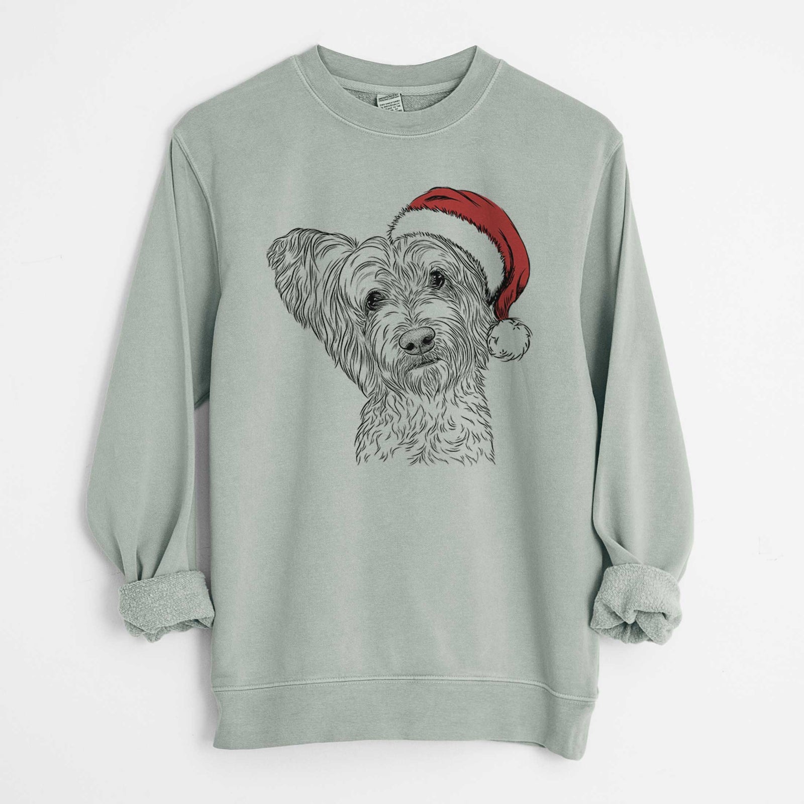 Santa Dexter the Terrier Mix - Unisex Pigment Dyed Crew Sweatshirt