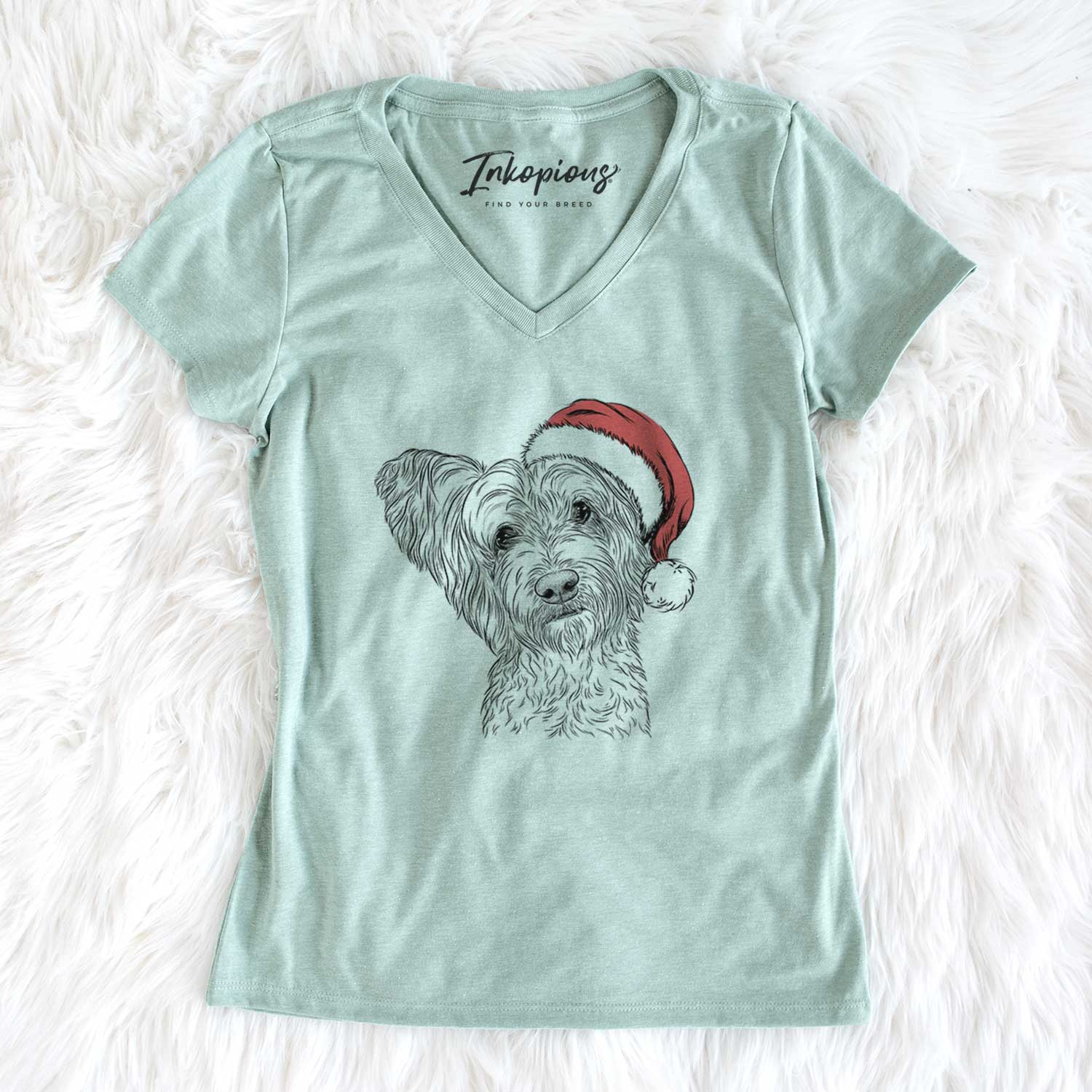 Santa Dexter the Terrier Mix - Women's V-neck Shirt