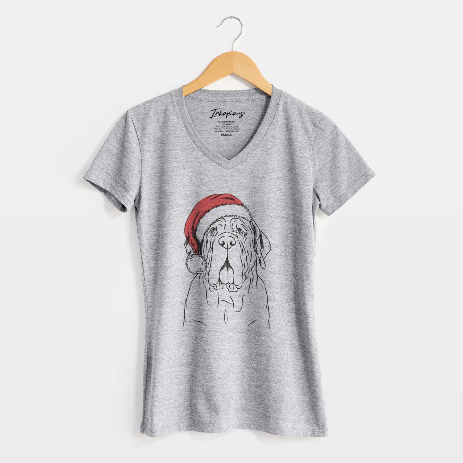 Santa Dinah the Neapolitan Mastiff - Women's V-neck Shirt