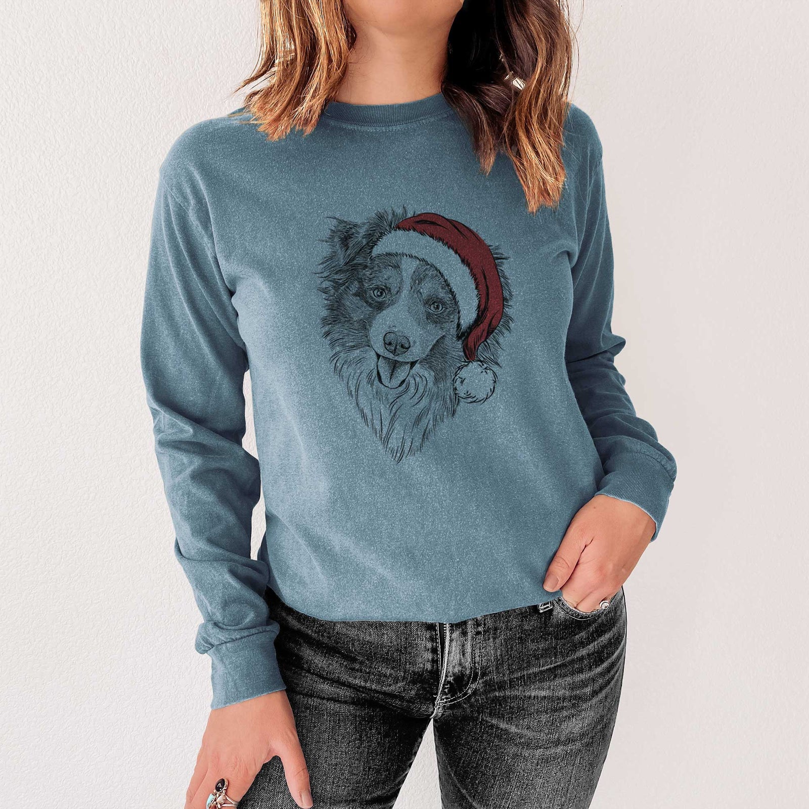 Santa Doc the Mini Aussie - Heavyweight 100% Cotton Long Sleeve