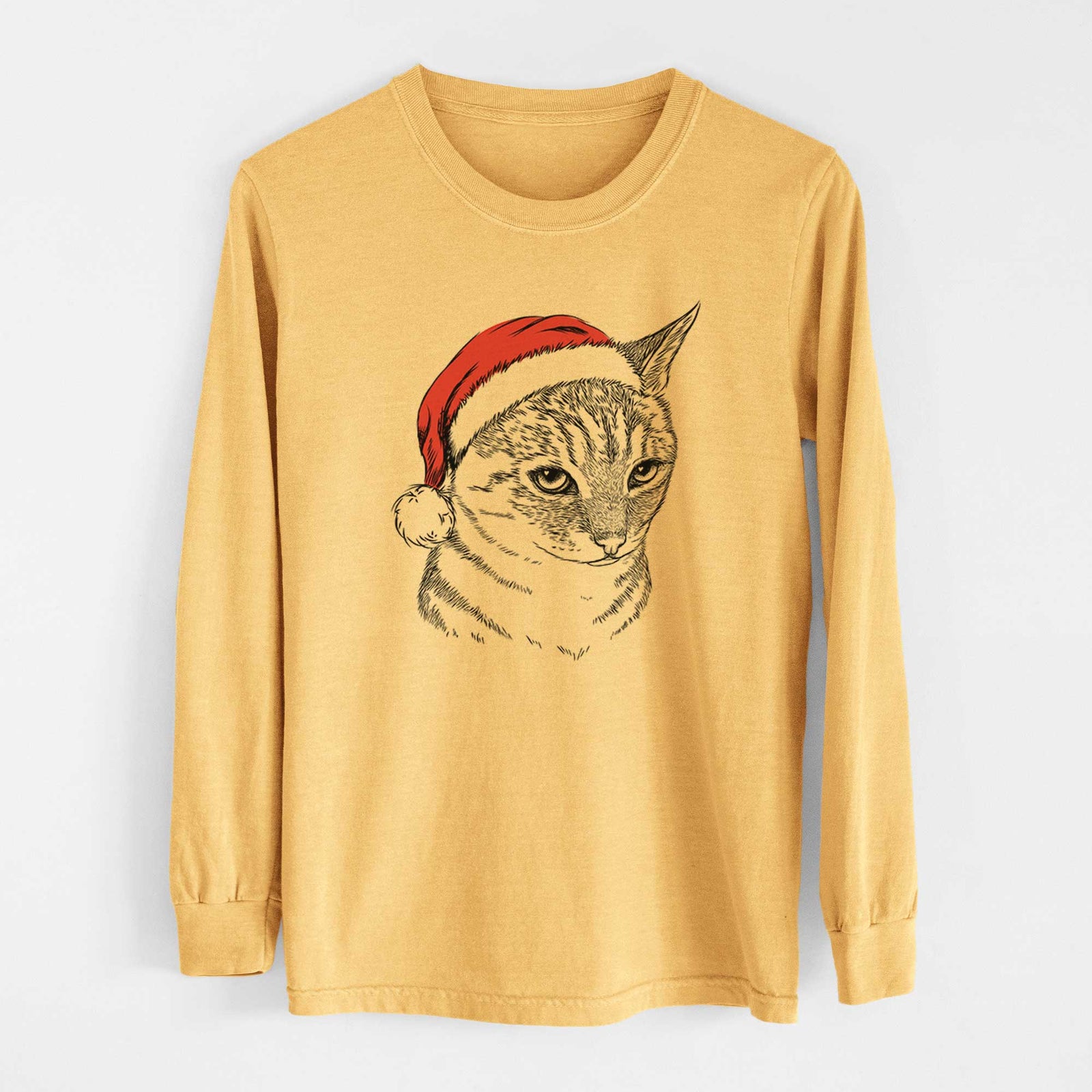 Santa Dora the Tabby Cat - Heavyweight 100% Cotton Long Sleeve