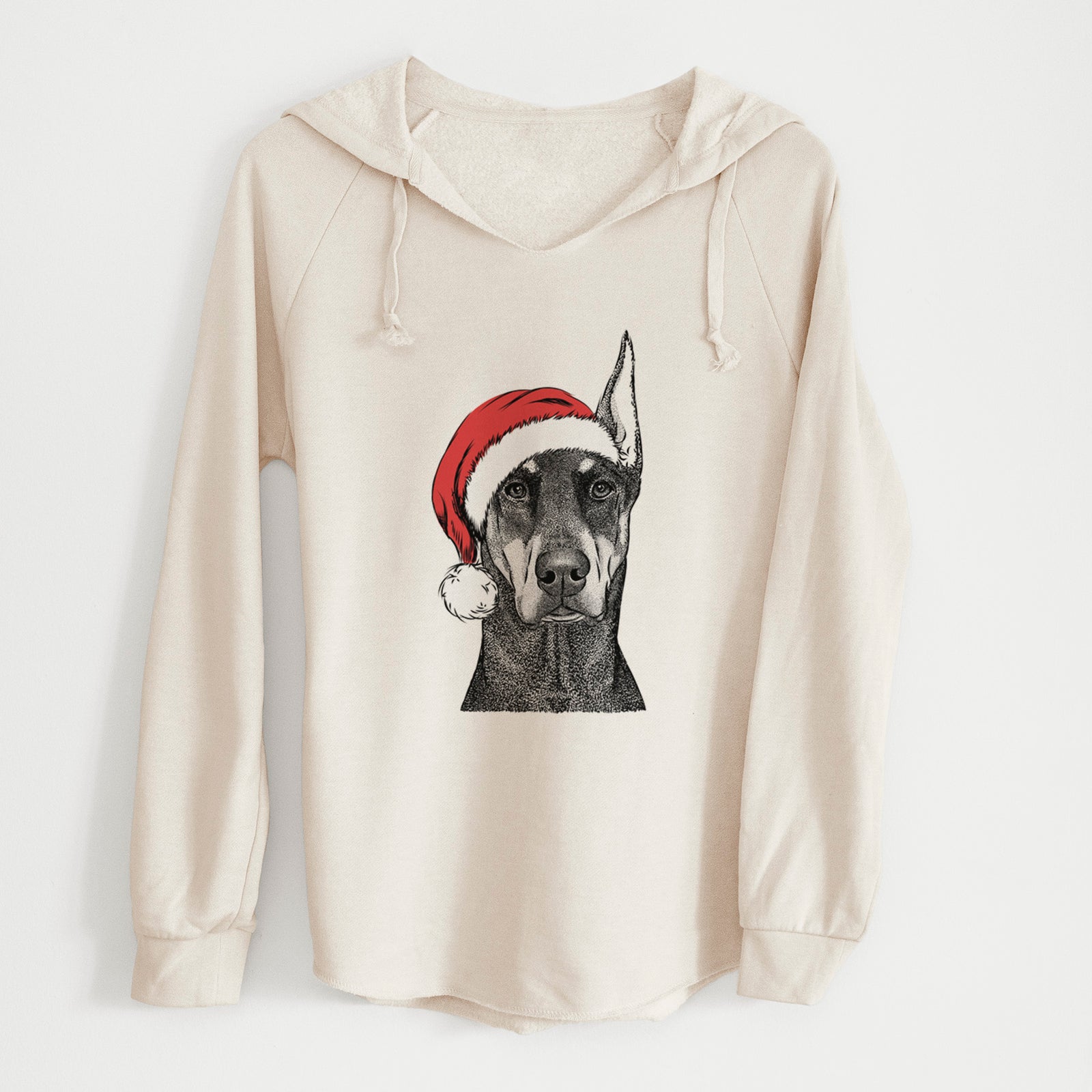 Santa Drake the Doberman Pinscher - Cali Wave Hooded Sweatshirt