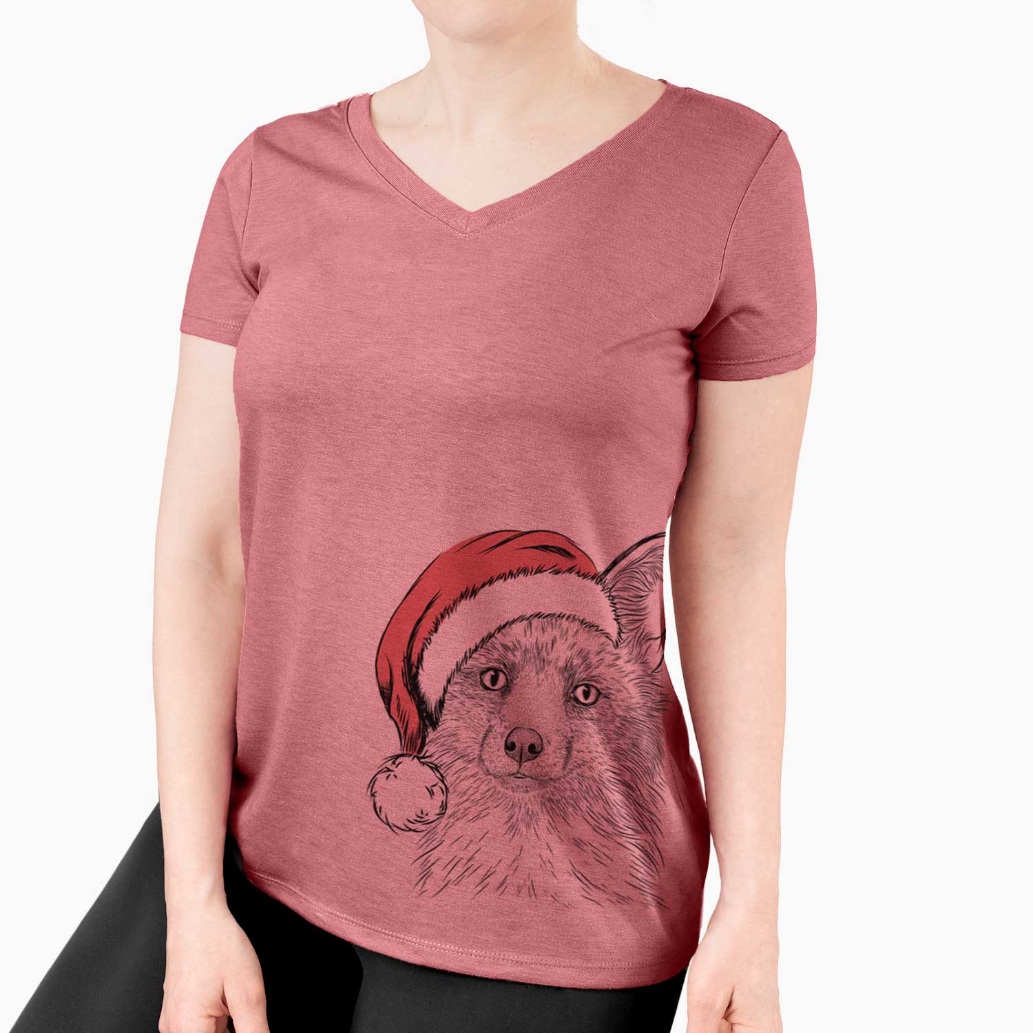 Santa Drax the Red Fox - Women's V-neck Shirt