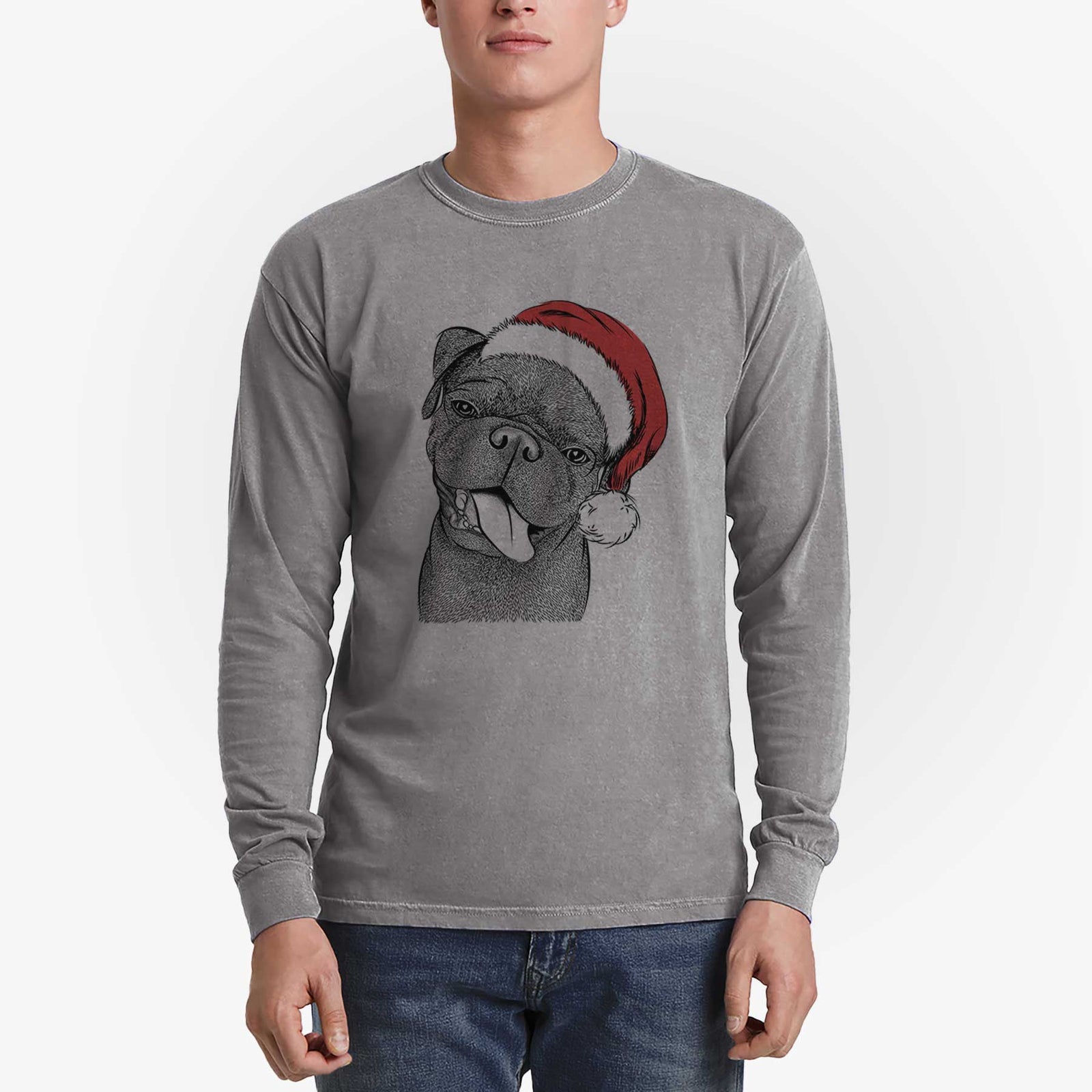Santa Dudley Danger the Pug - Heavyweight 100% Cotton Long Sleeve