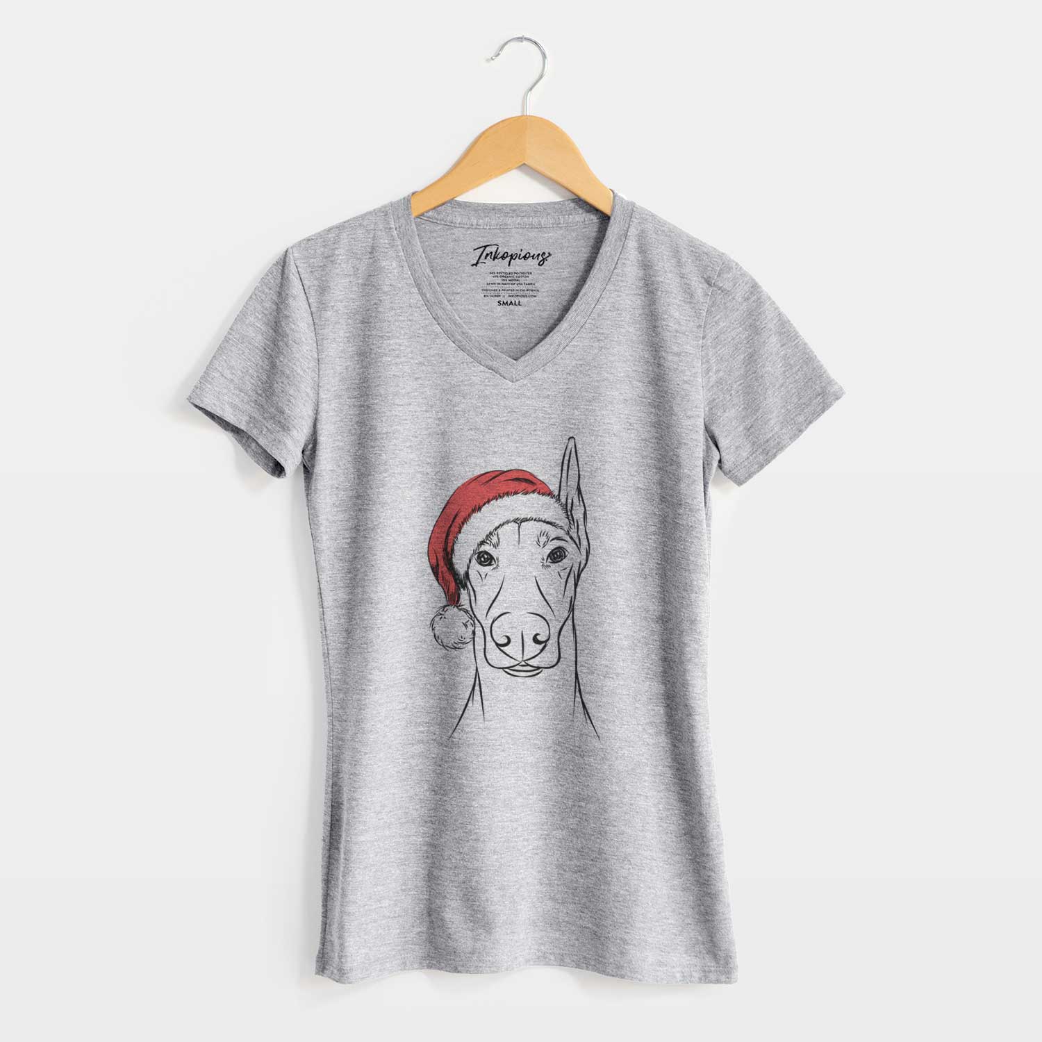 Santa Duke the Doberman Pinscher - Women's V-neck Shirt