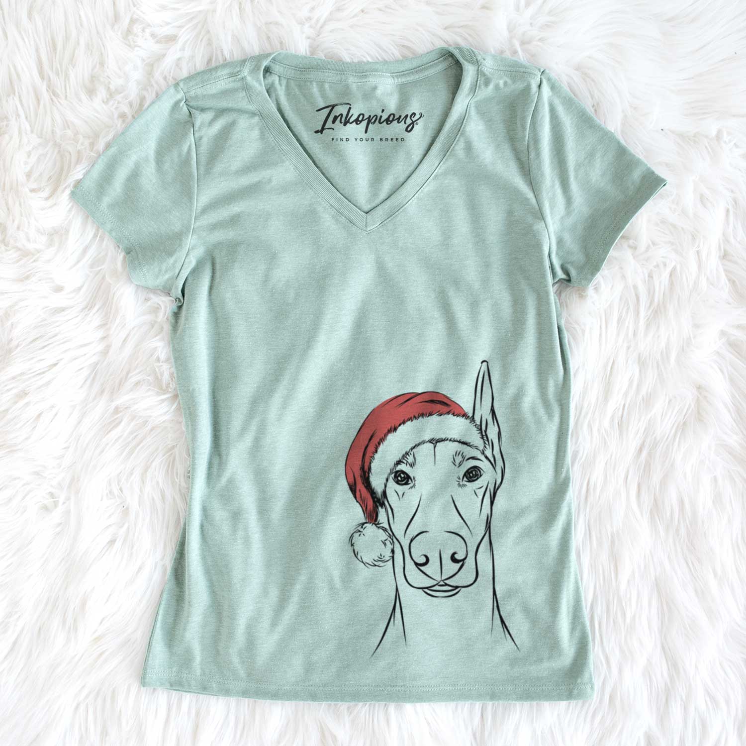 Santa Duke the Doberman Pinscher - Women's V-neck Shirt