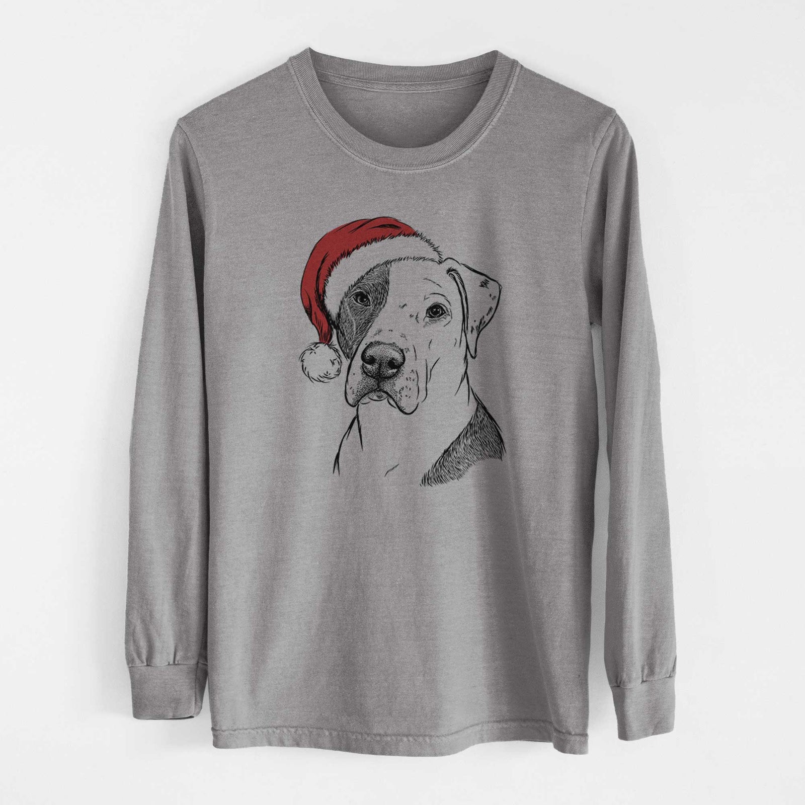 Santa Duke the American Staffordshire Terrier Mix - Heavyweight 100% Cotton Long Sleeve