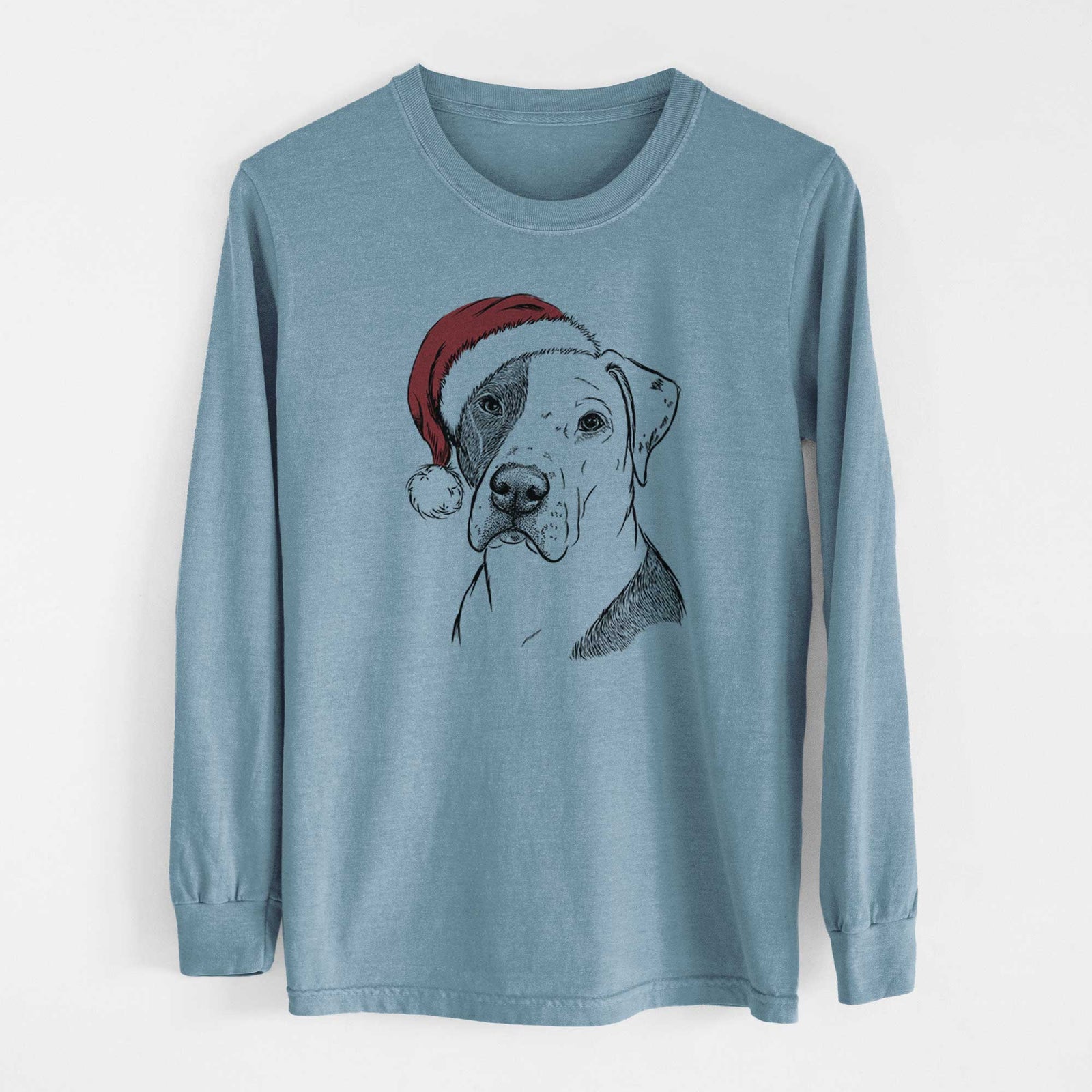 Santa Duke the American Staffordshire Terrier Mix - Heavyweight 100% Cotton Long Sleeve