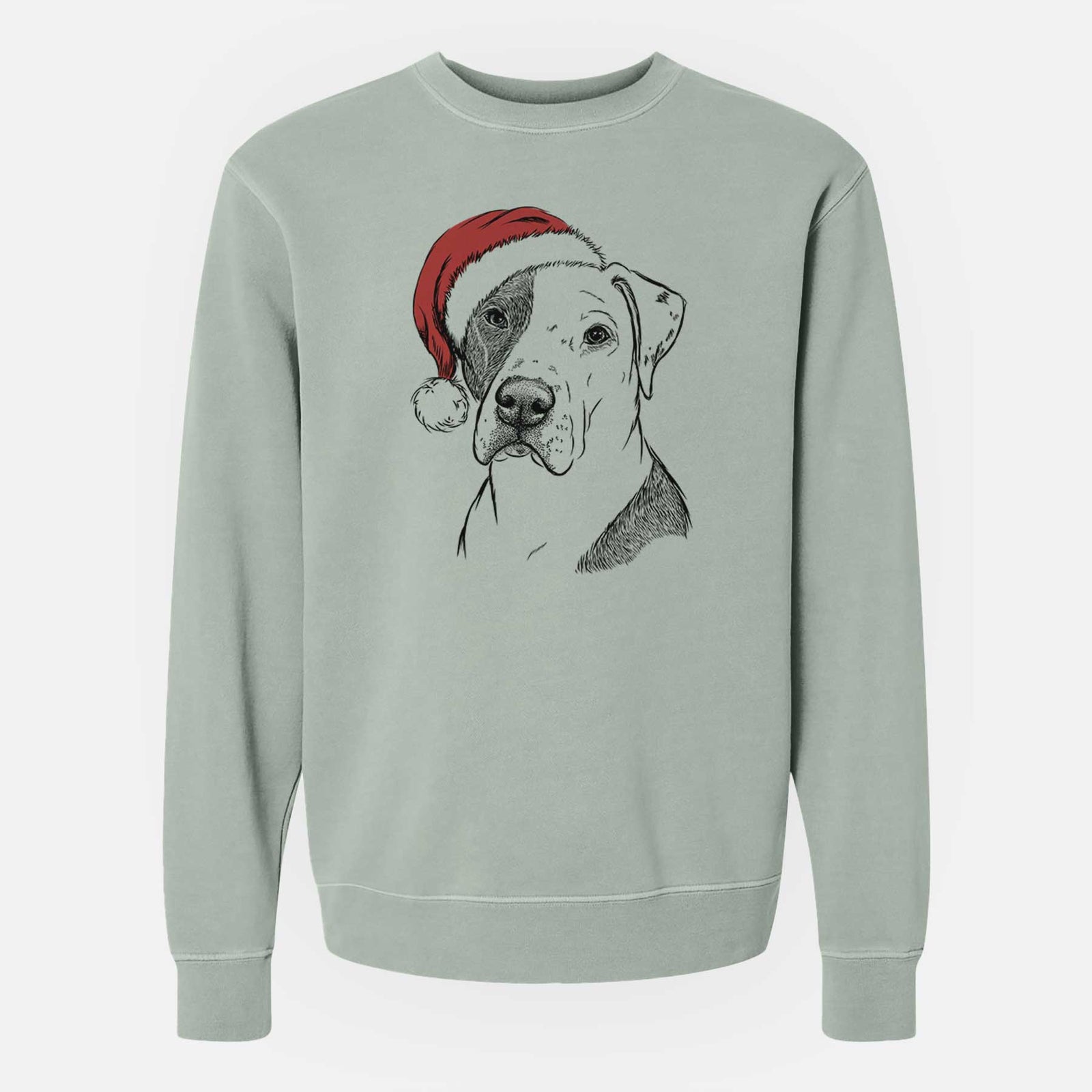 Santa Duke the American Staffordshire Terrier Mix - Unisex Pigment Dyed Crew Sweatshirt