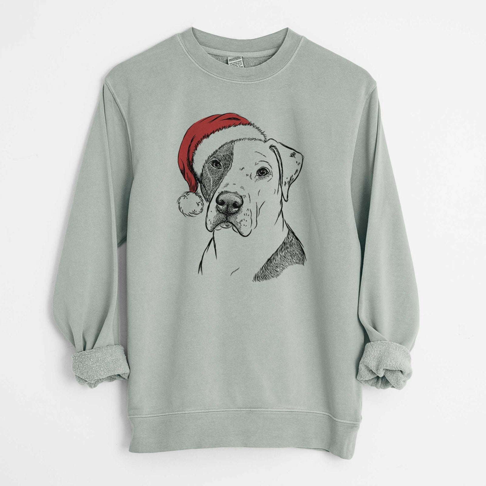 Santa Duke the American Staffordshire Terrier Mix - Unisex Pigment Dyed Crew Sweatshirt