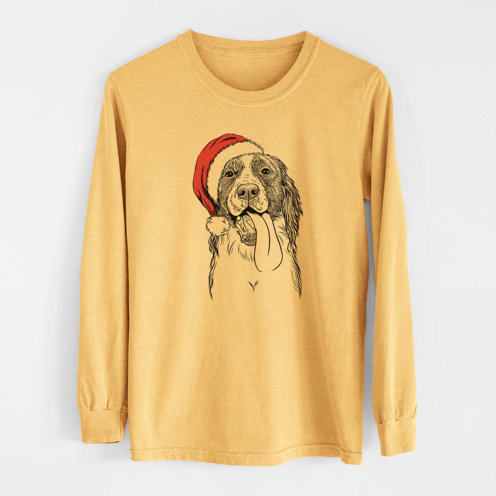 Santa Duke the English Springer Spaniel - Heavyweight 100% Cotton Long Sleeve