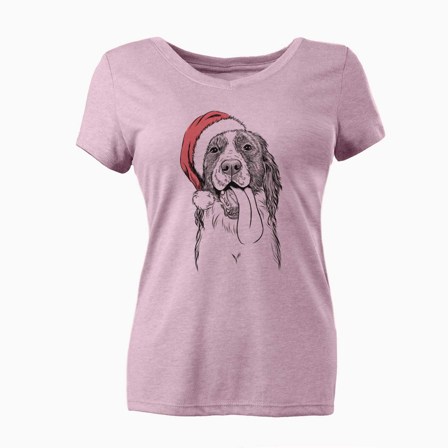 Santa Duke the English Springer Spaniel - Women's V-neck Shirt