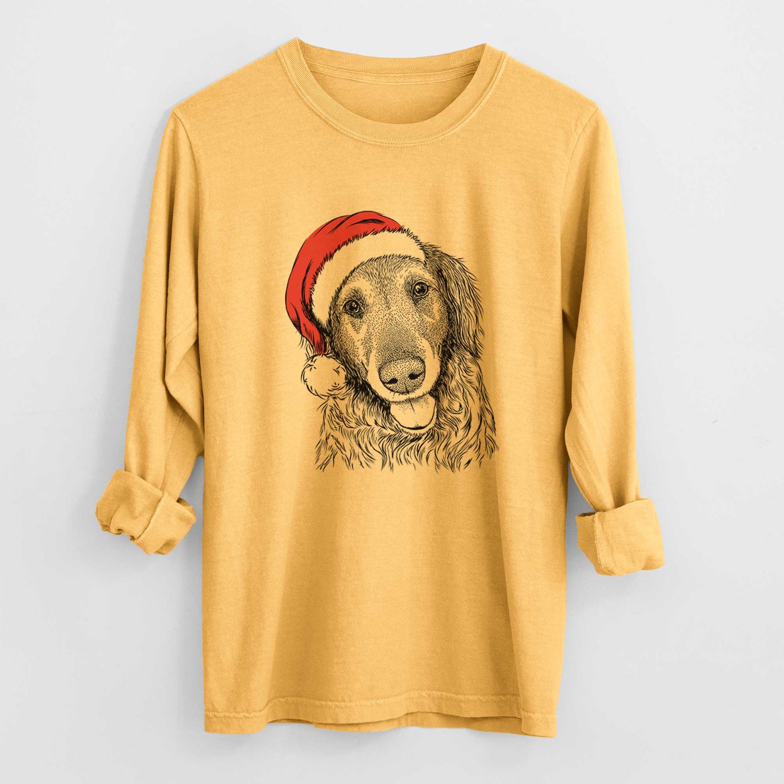 Santa Duncan the Golden Retriever - Heavyweight 100% Cotton Long Sleeve