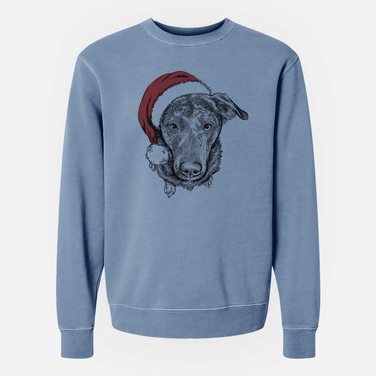 Santa Echo the Pitbull Beagle Mix - Unisex Pigment Dyed Crew Sweatshirt