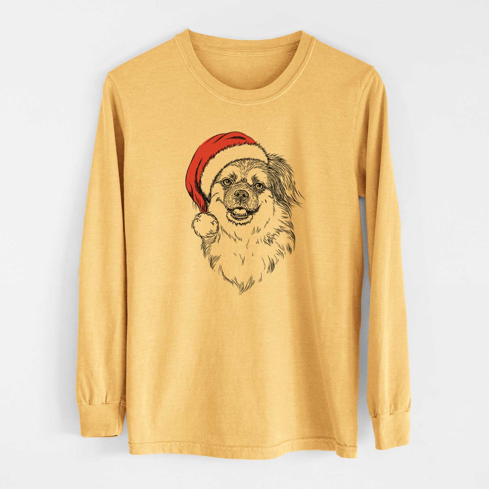Santa Ed the Tibetan Spaniel - Heavyweight 100% Cotton Long Sleeve