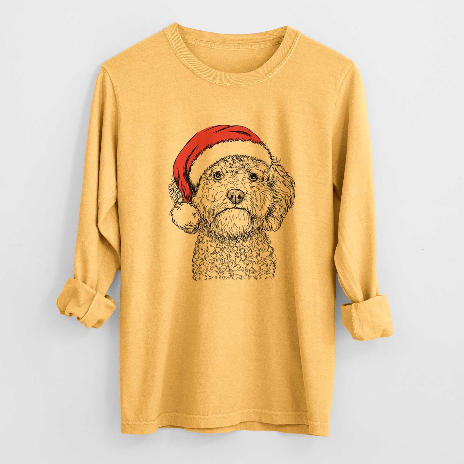 Santa Edgar the Shihpoo - Heavyweight 100% Cotton Long Sleeve