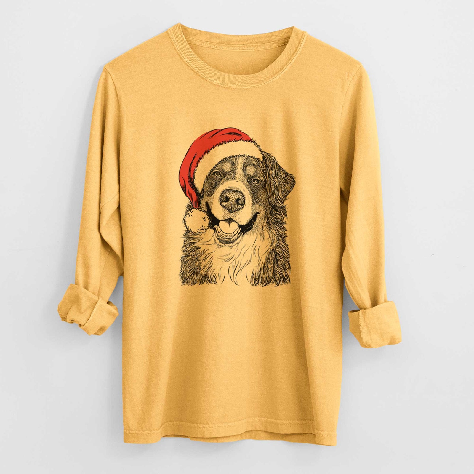 Santa Eiger the Bernese Mountain Dog - Heavyweight 100% Cotton Long Sleeve