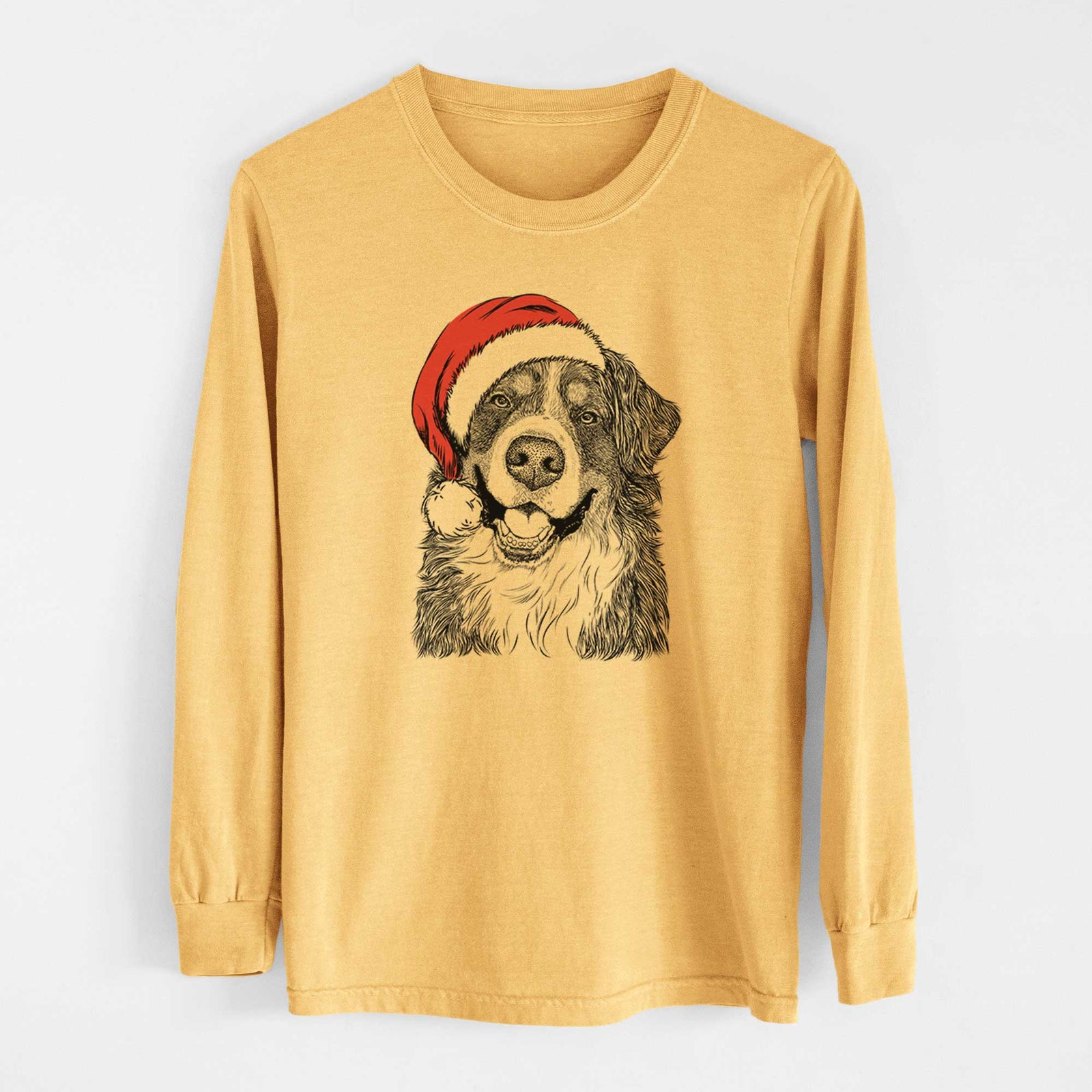 Santa Eiger the Bernese Mountain Dog - Heavyweight 100% Cotton Long Sleeve