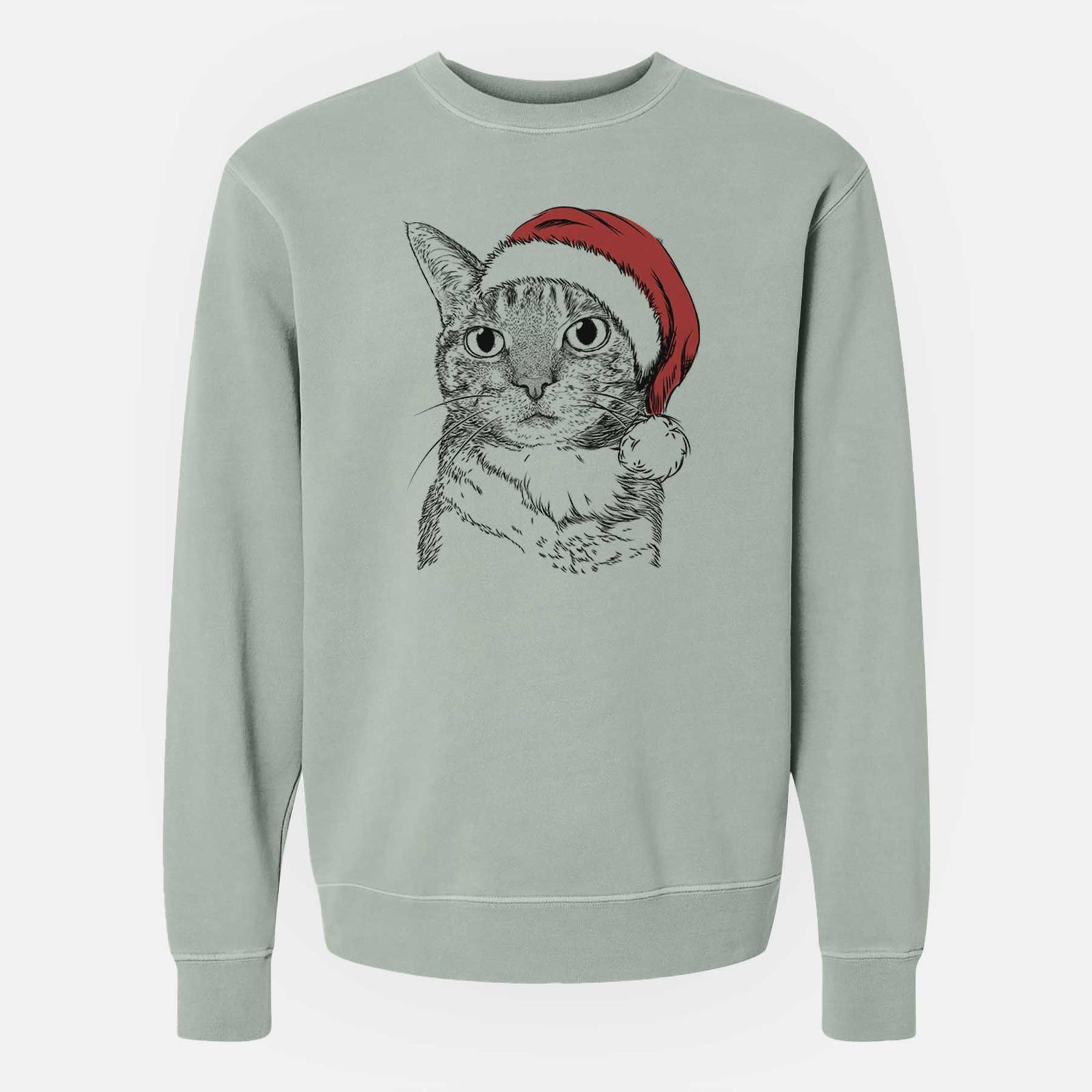 Santa Eleanor the Domestic Shorthair Cat - Unisex Pigment Dyed Crew Sweatshirt
