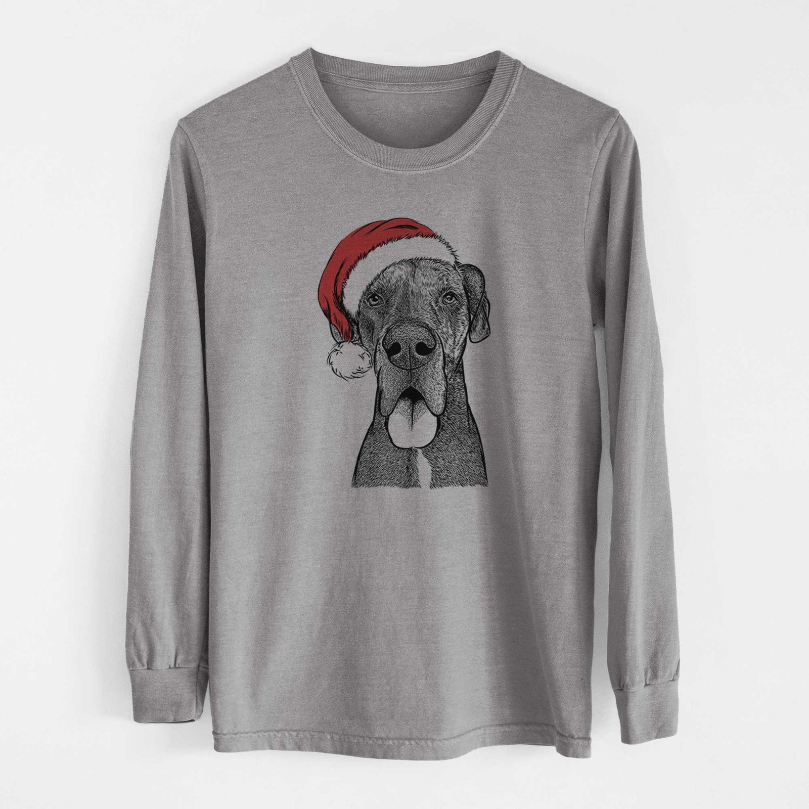 Santa Eli the Great Dane - Heavyweight 100% Cotton Long Sleeve