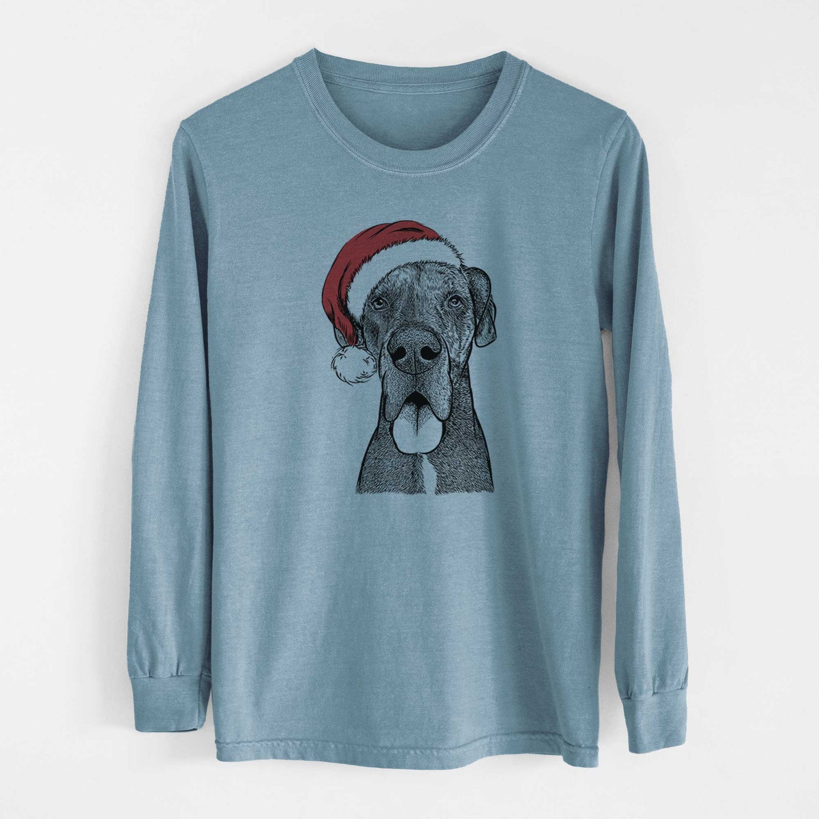 Santa Eli the Great Dane - Heavyweight 100% Cotton Long Sleeve