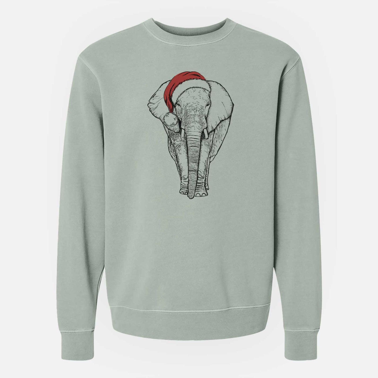 Santa Ella the Elephant - Unisex Pigment Dyed Crew Sweatshirt