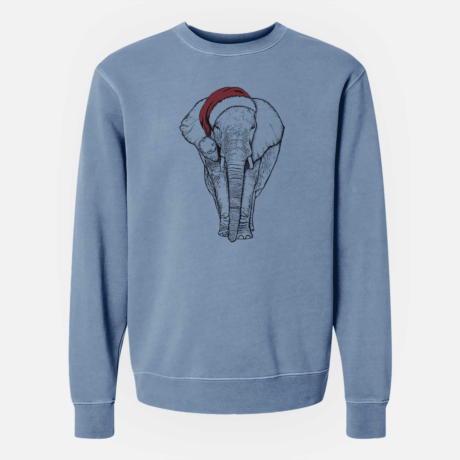 Santa Ella the Elephant - Unisex Pigment Dyed Crew Sweatshirt