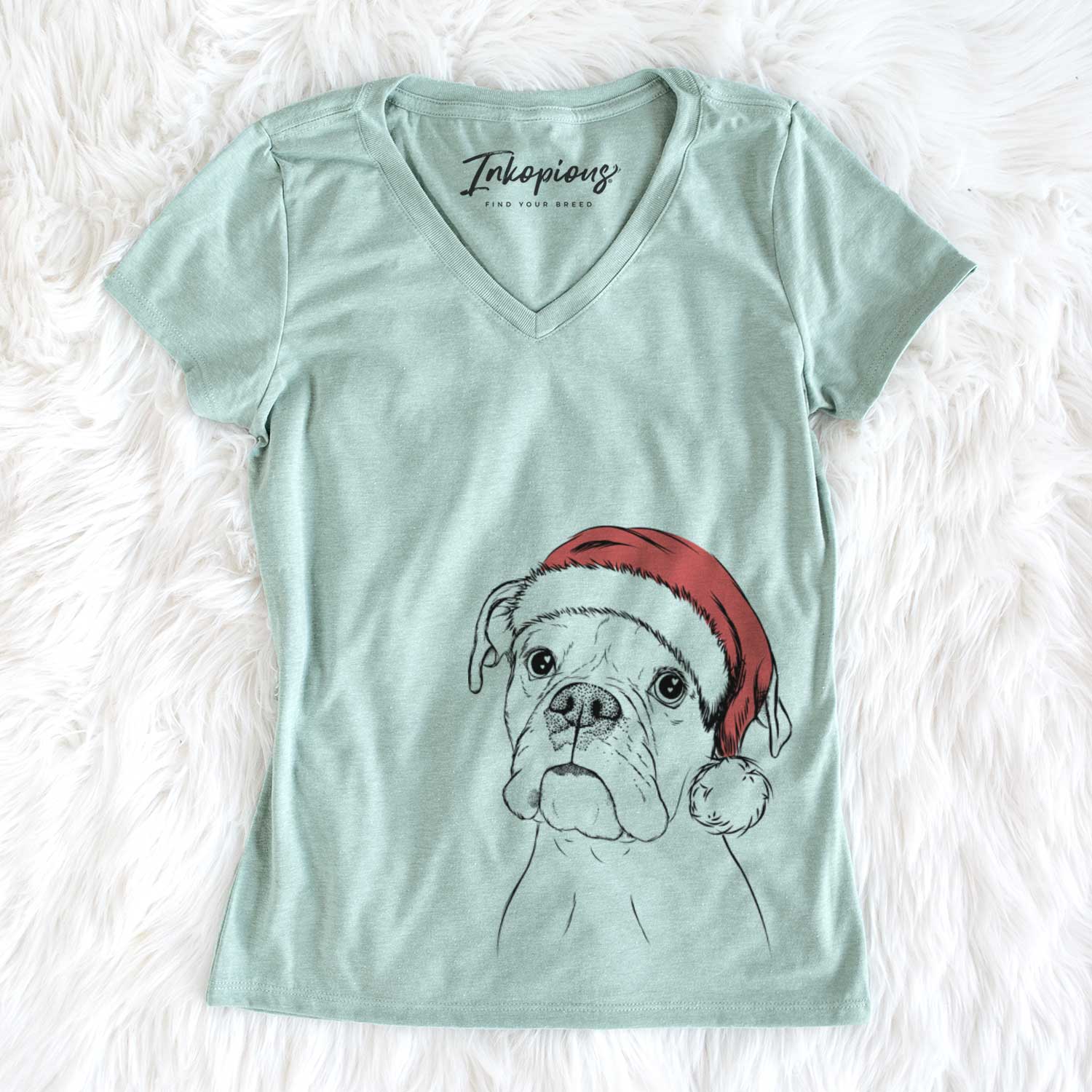 Santa Ellie the Boxer - Women's V-neck Shirt