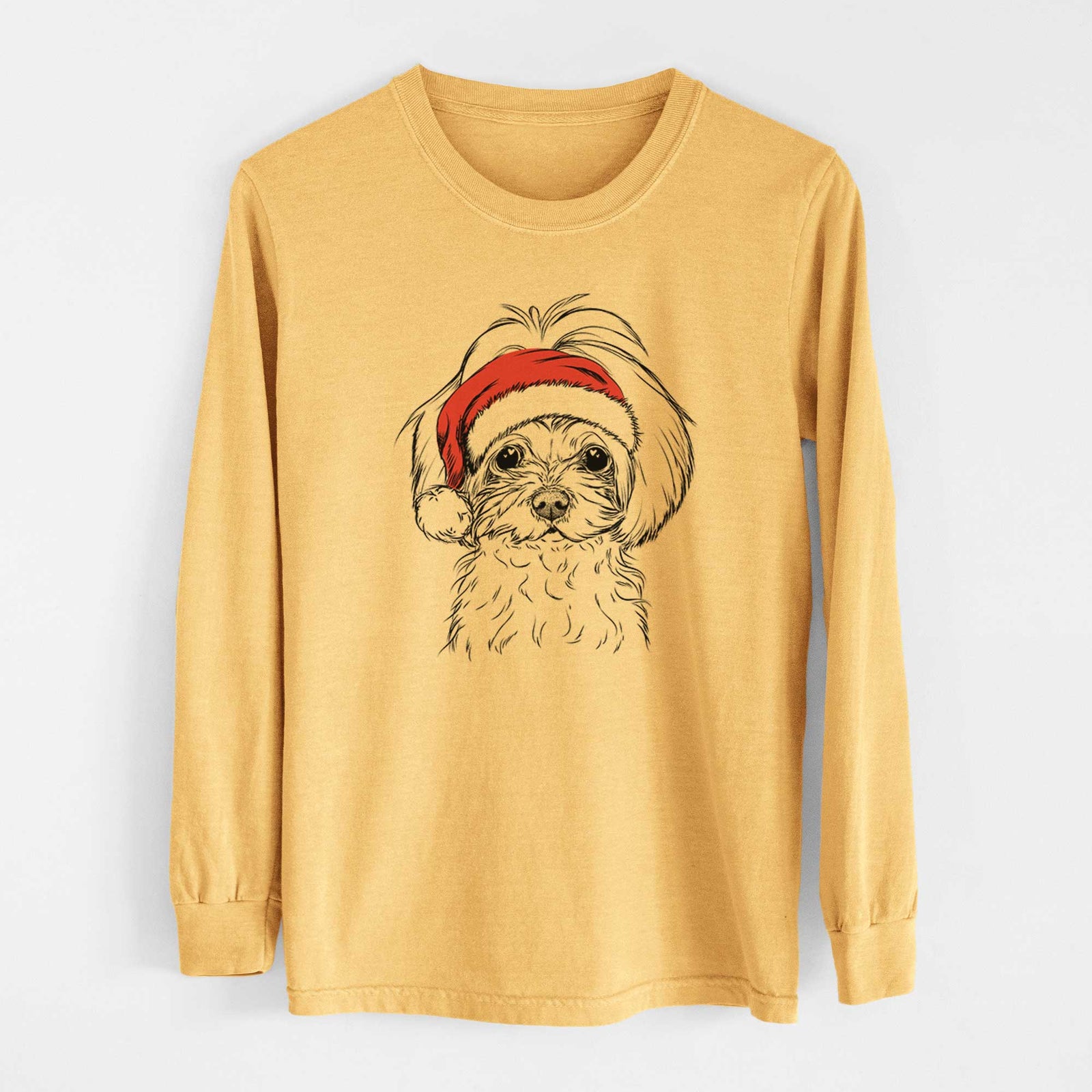 Santa Ellie the Maltese - Heavyweight 100% Cotton Long Sleeve