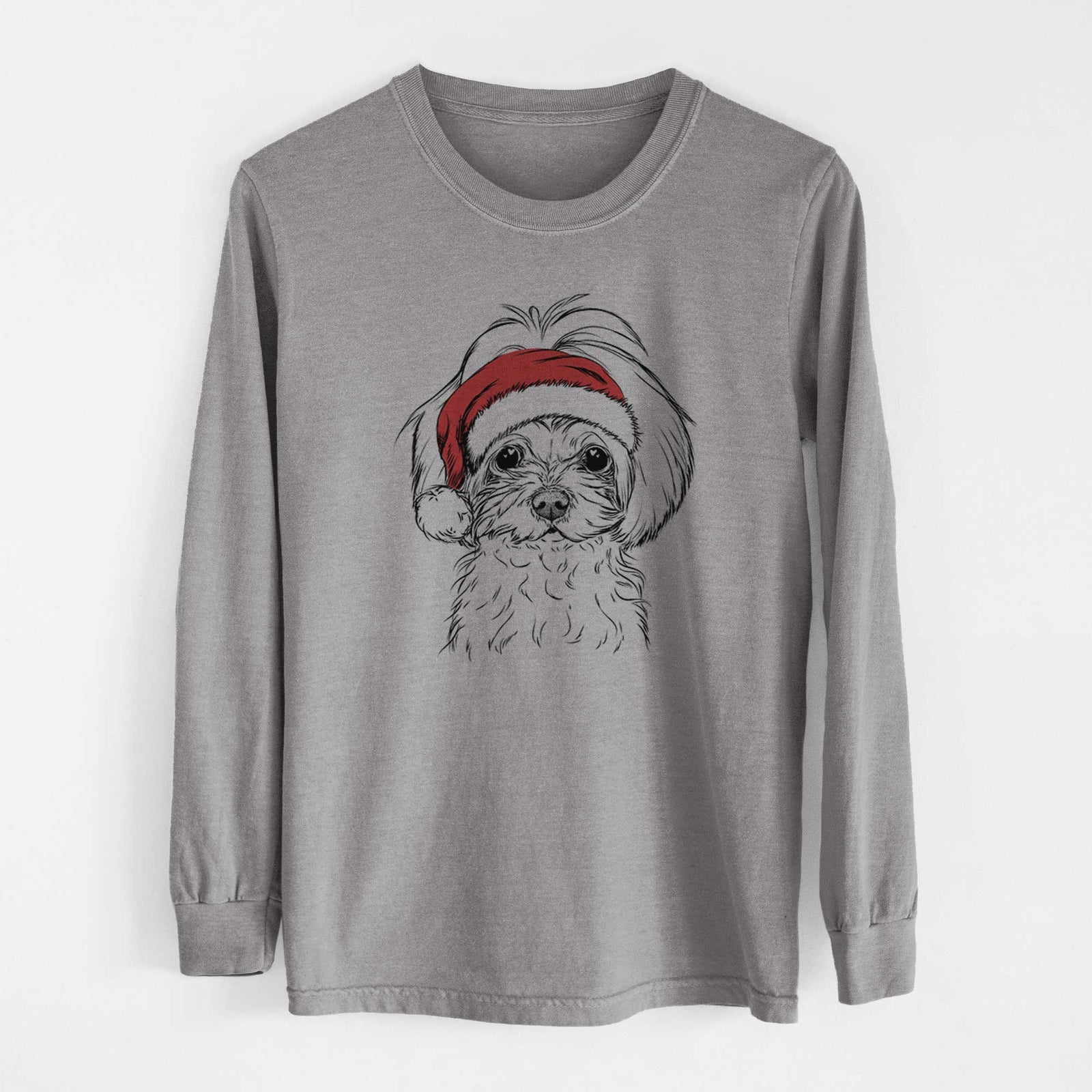 Santa Ellie the Maltese - Heavyweight 100% Cotton Long Sleeve